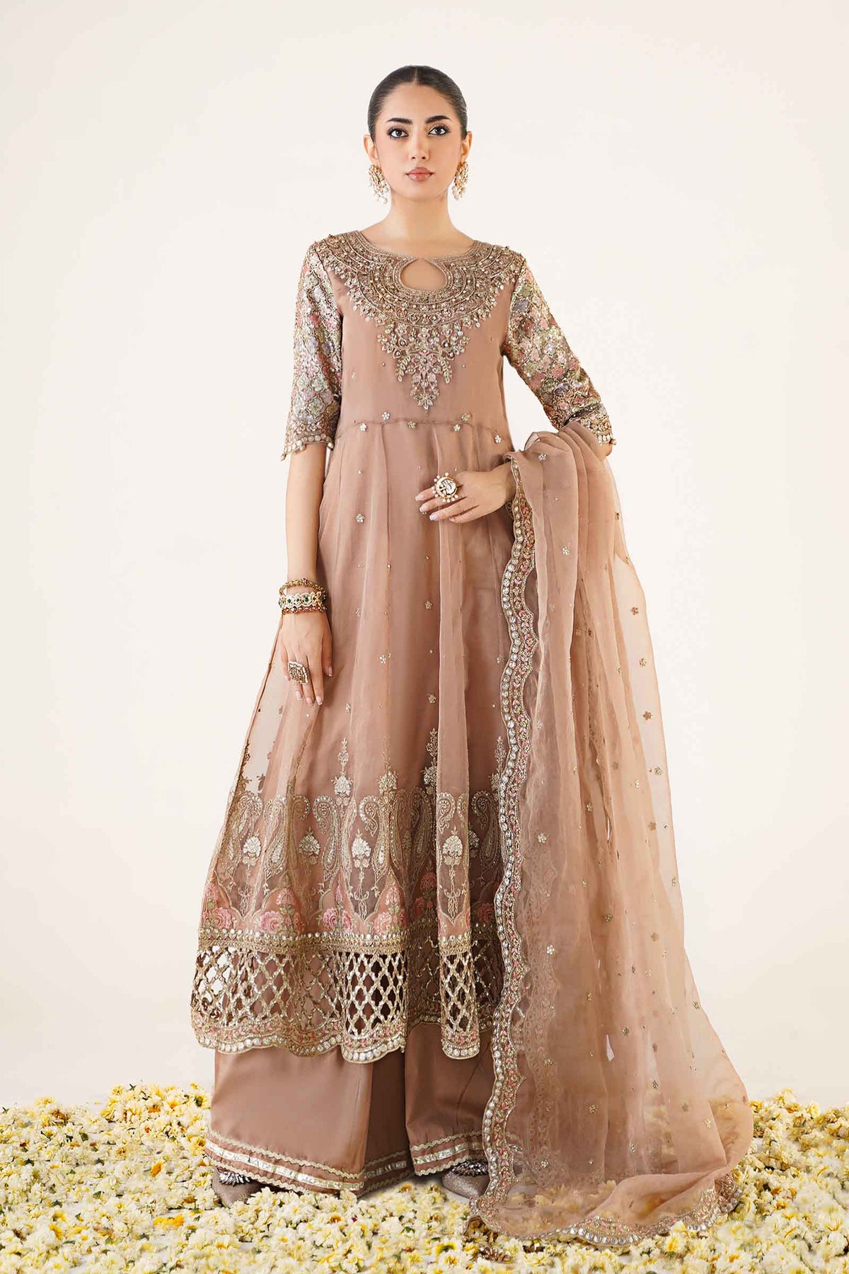 3 Piece Embroidered Organza Suit
