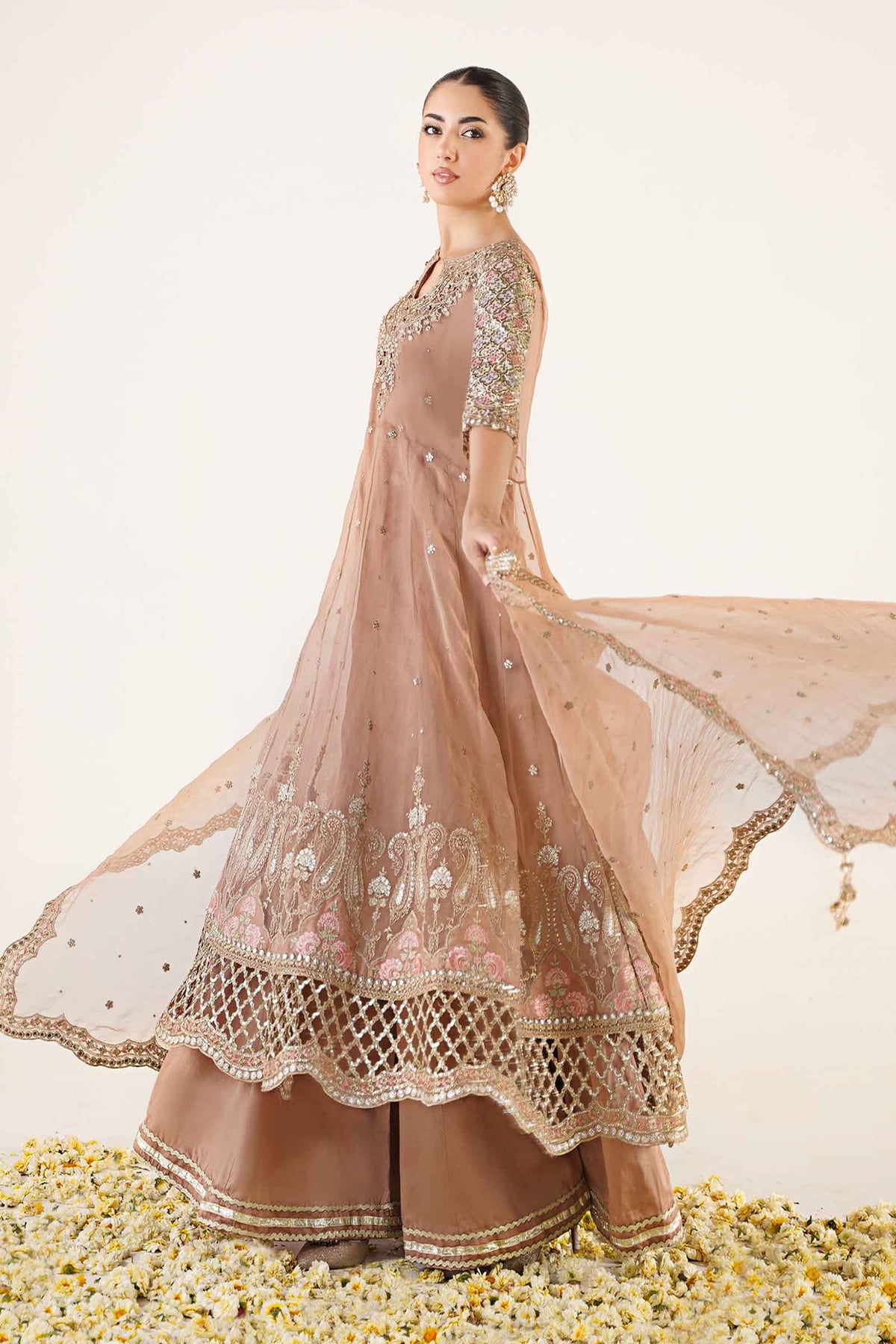 3 Piece Embroidered Organza Suit
