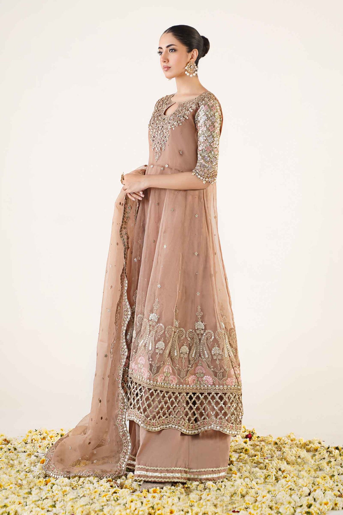 3 Piece Embroidered Organza Suit