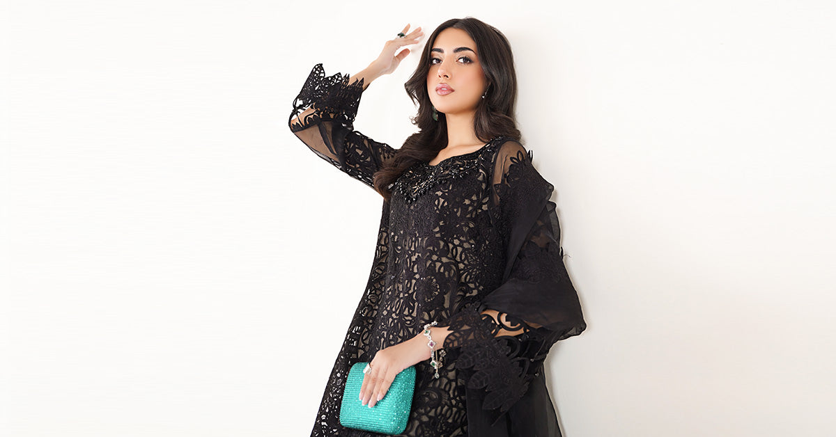 3 Piece Embroidered Organza Suit
