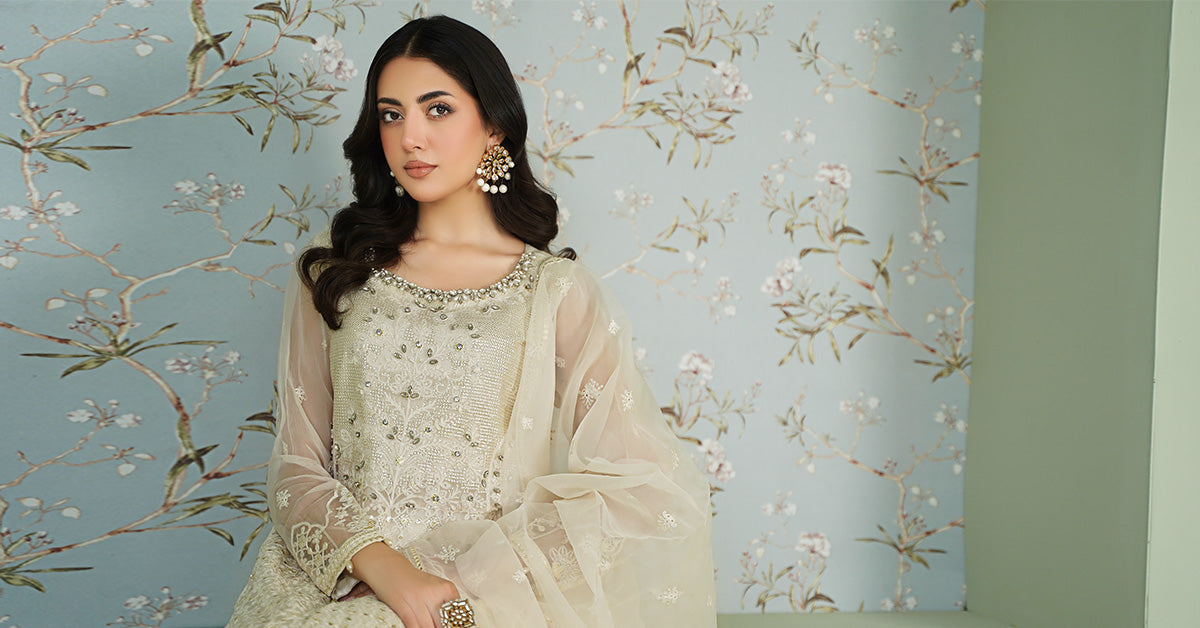 3 Piece Embroidered Bamber Chiffon Suit