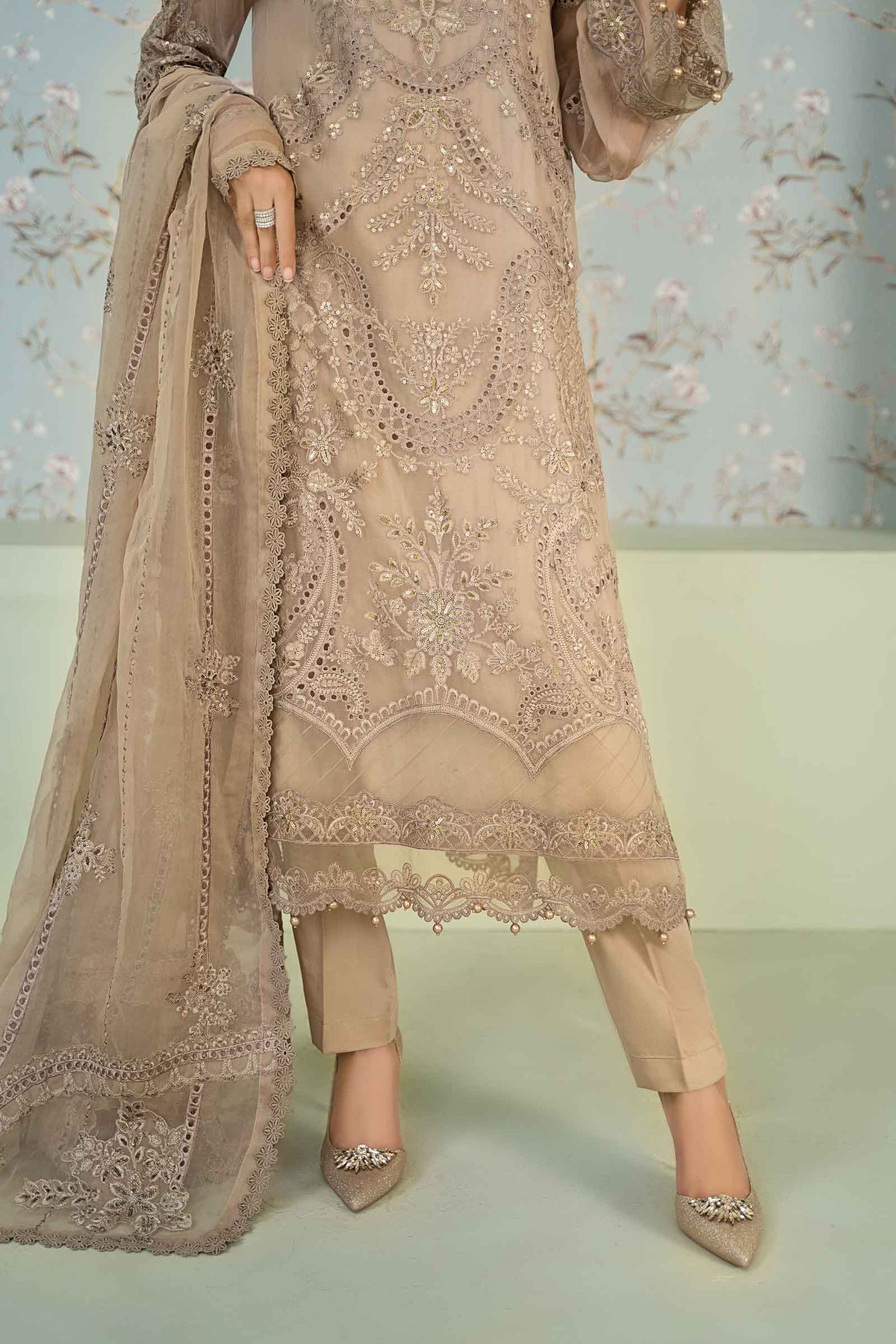 3 Piece Embroidered Chiffon Suit