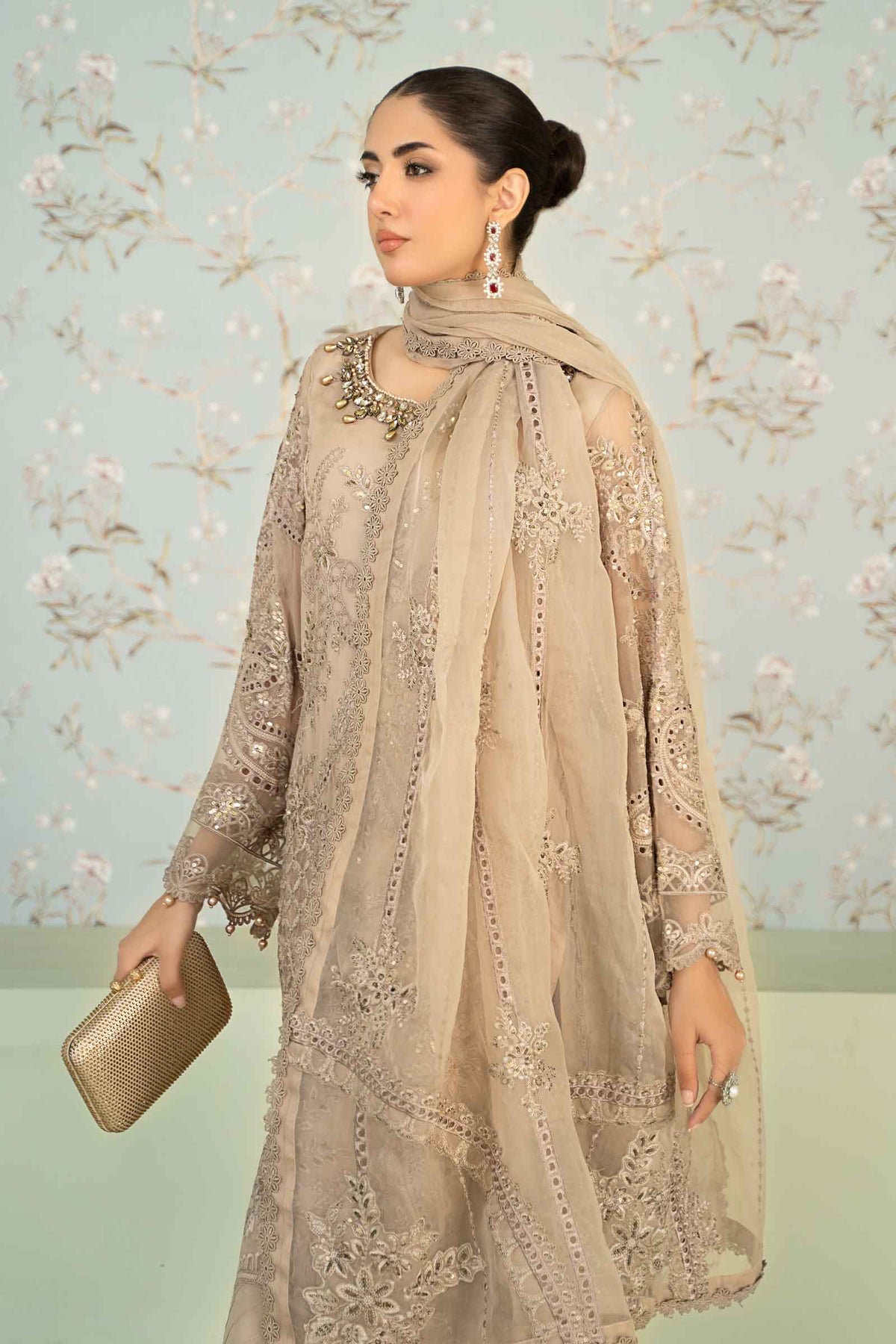 3 Piece Embroidered Chiffon Suit