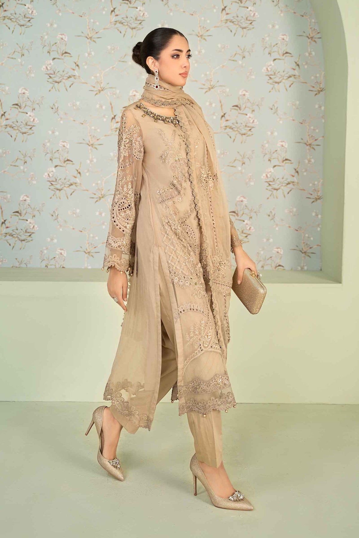 3 Piece Embroidered Chiffon Suit
