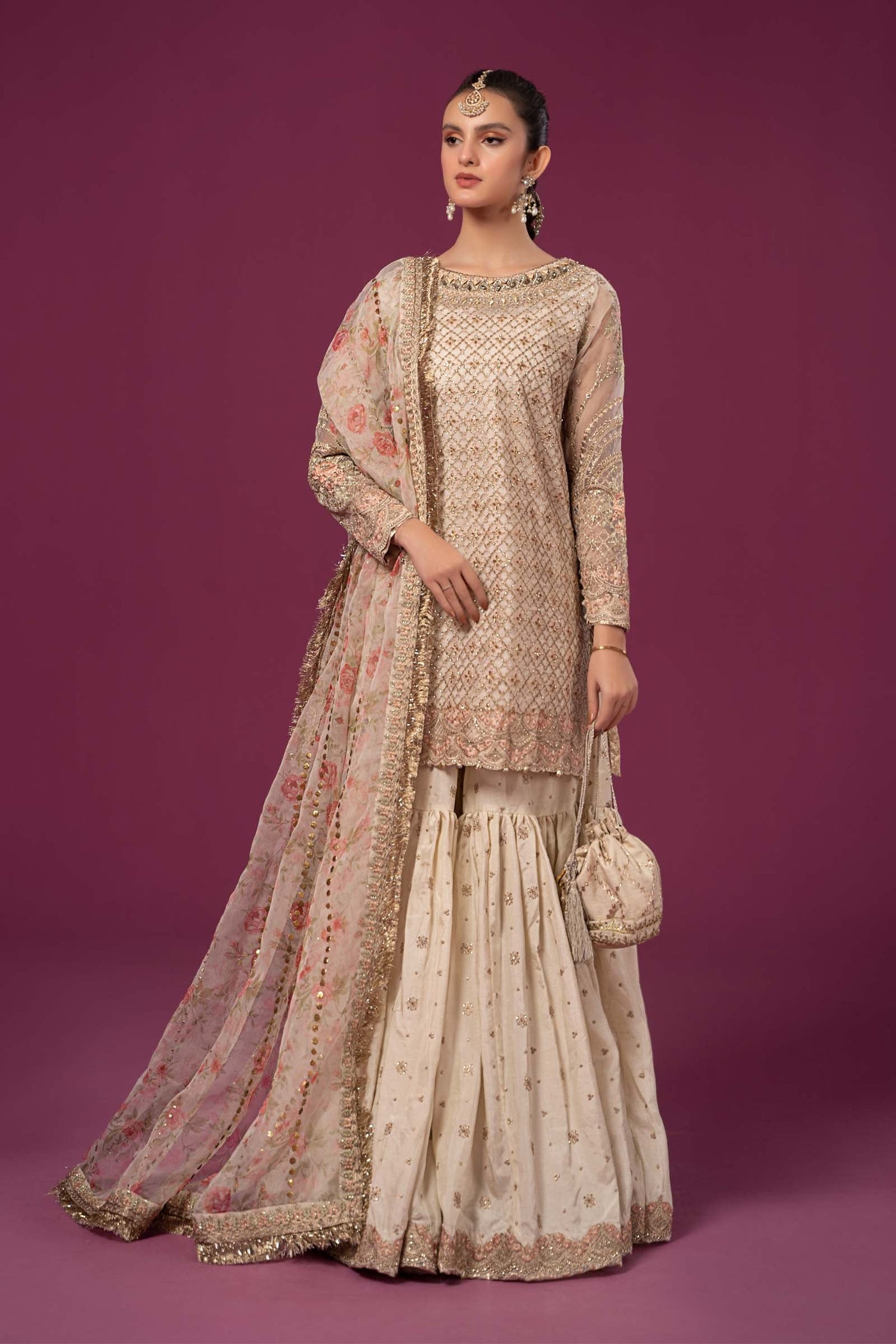 3 Piece Embroidered Organza Suit
