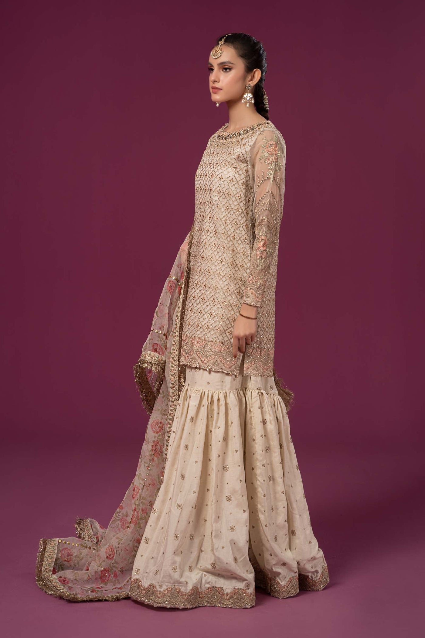 3 Piece Embroidered Organza Suit