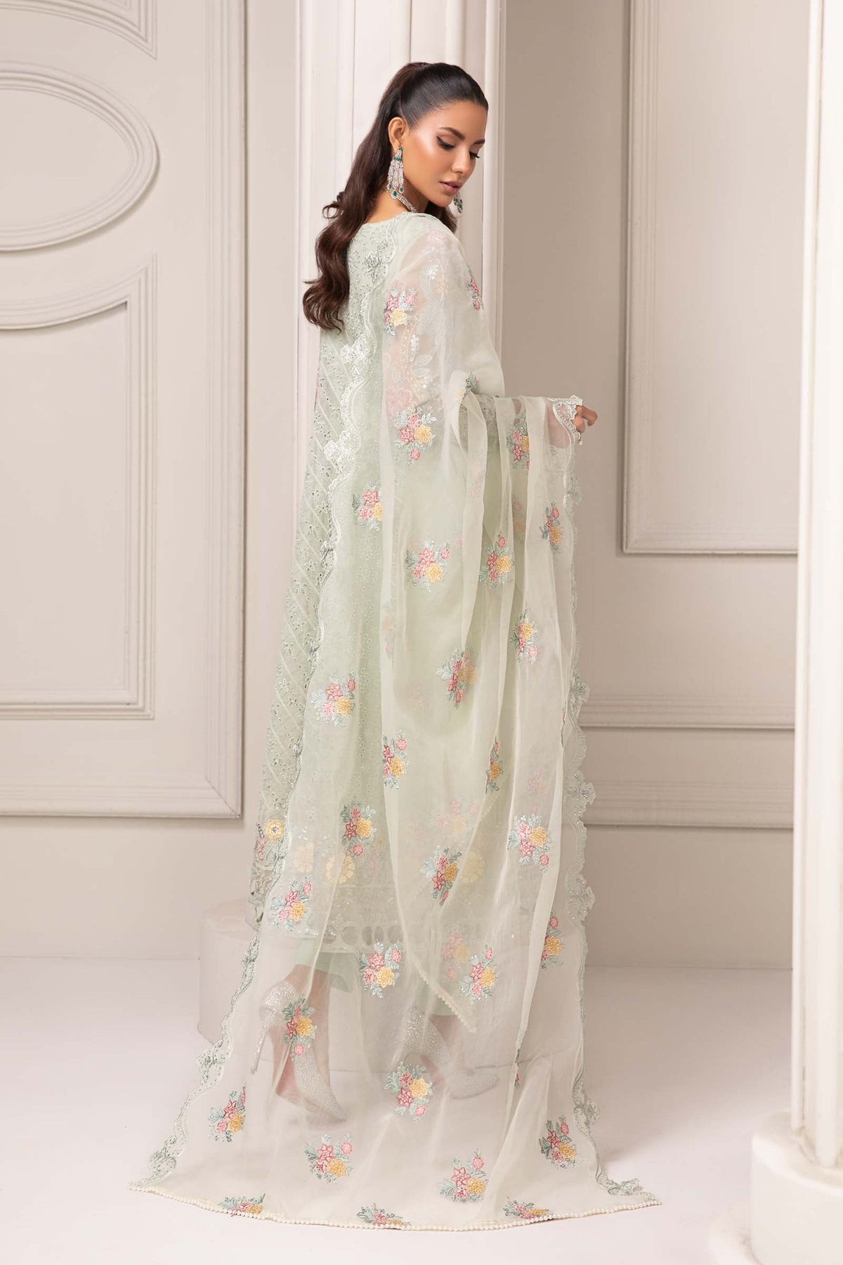 3 Piece Embroidered Organza Suit