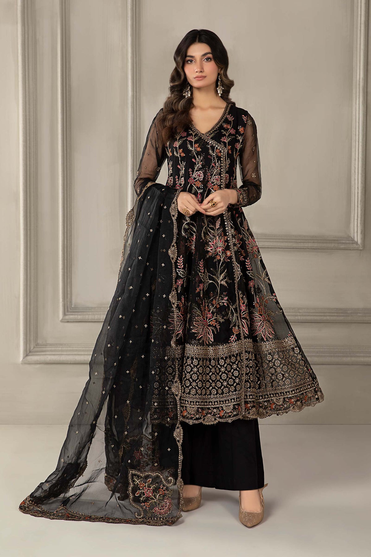 3 Piece Embroidered Organza Suit
