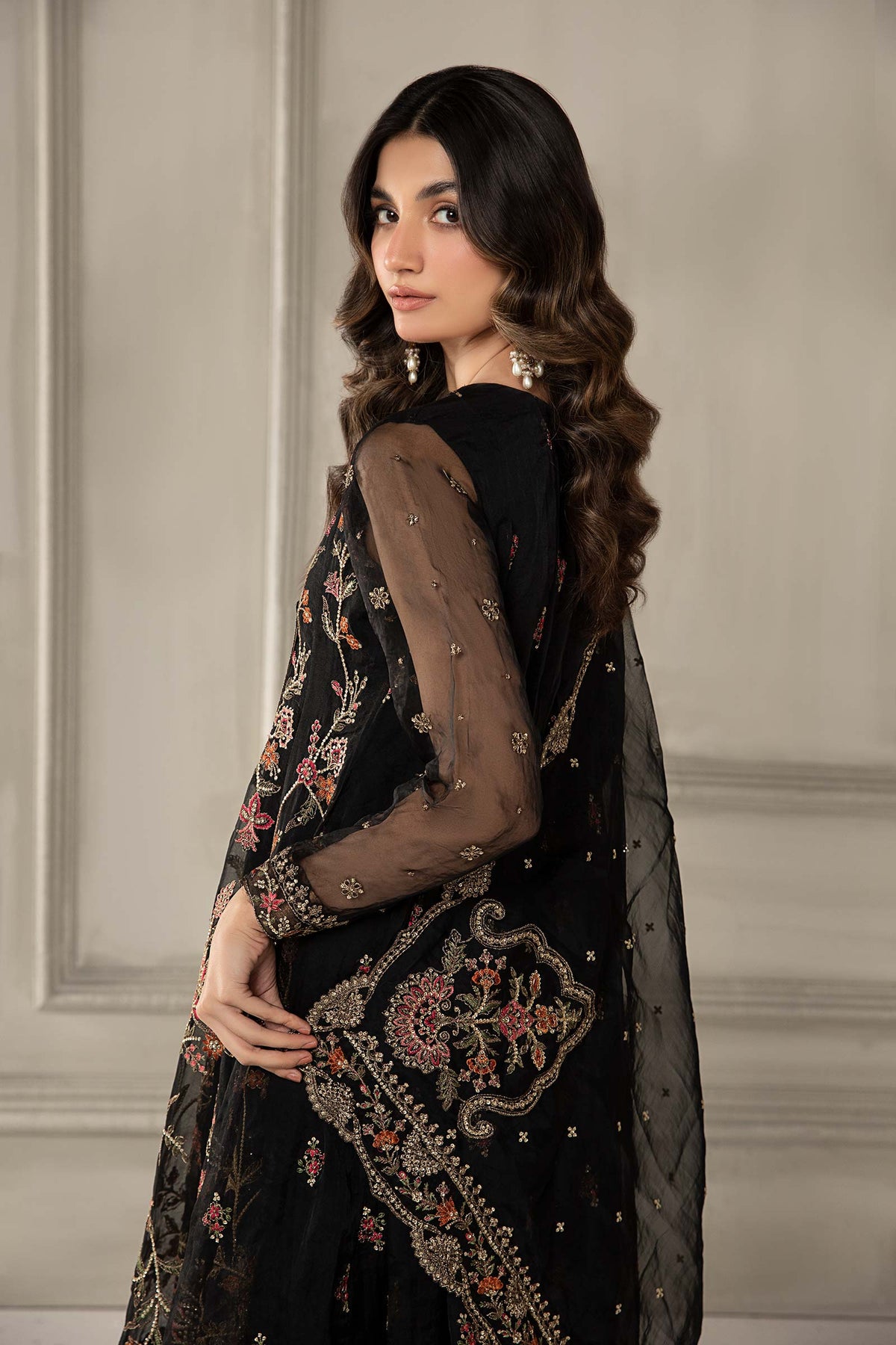3 Piece Embroidered Organza Suit