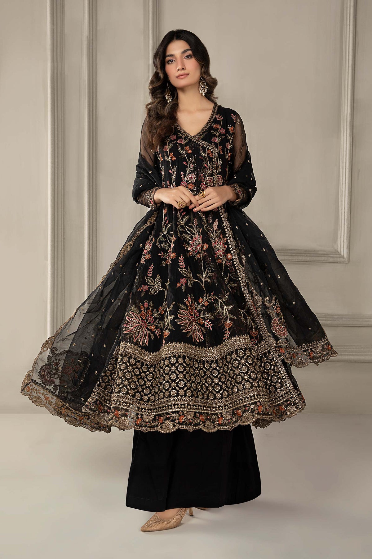 3 Piece Embroidered Organza Suit