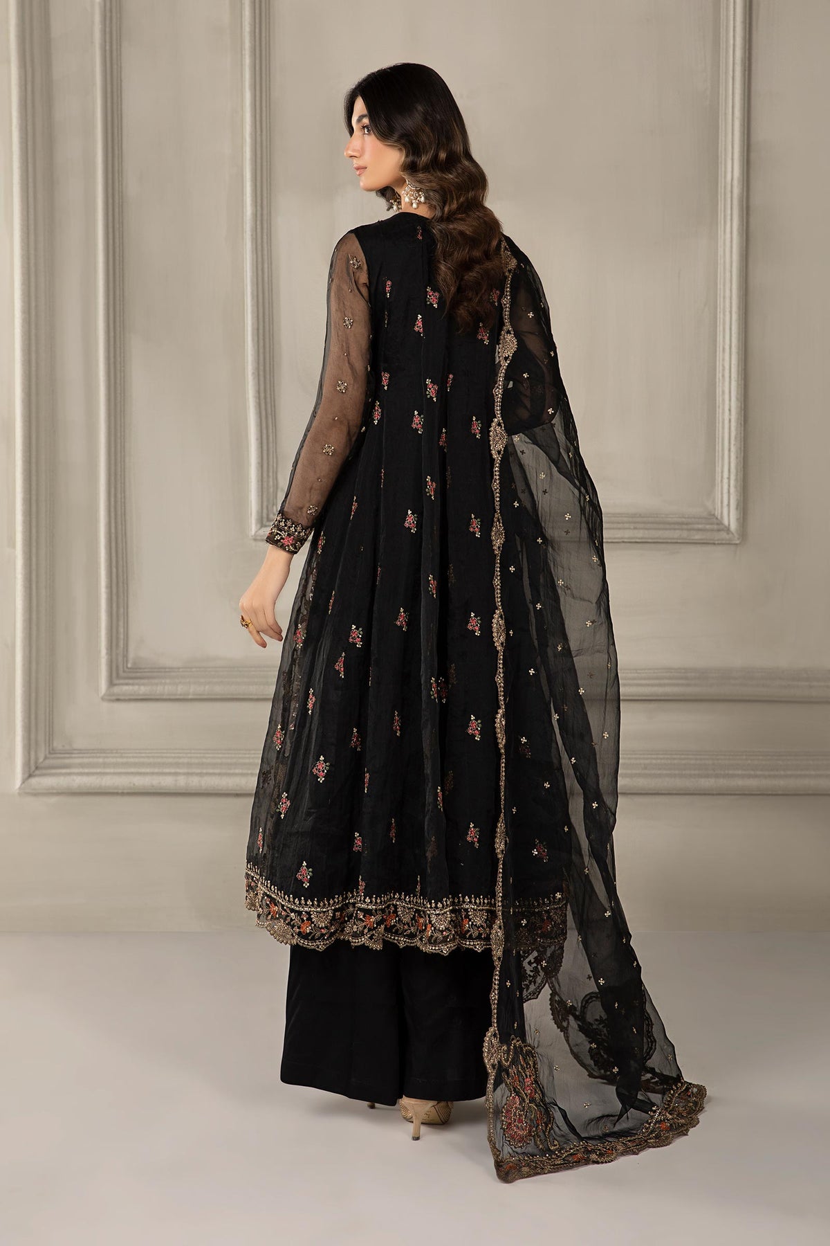 3 Piece Embroidered Organza Suit