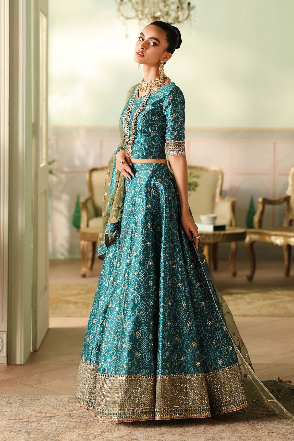 3 Piece Embroidered Raw Silk Suit