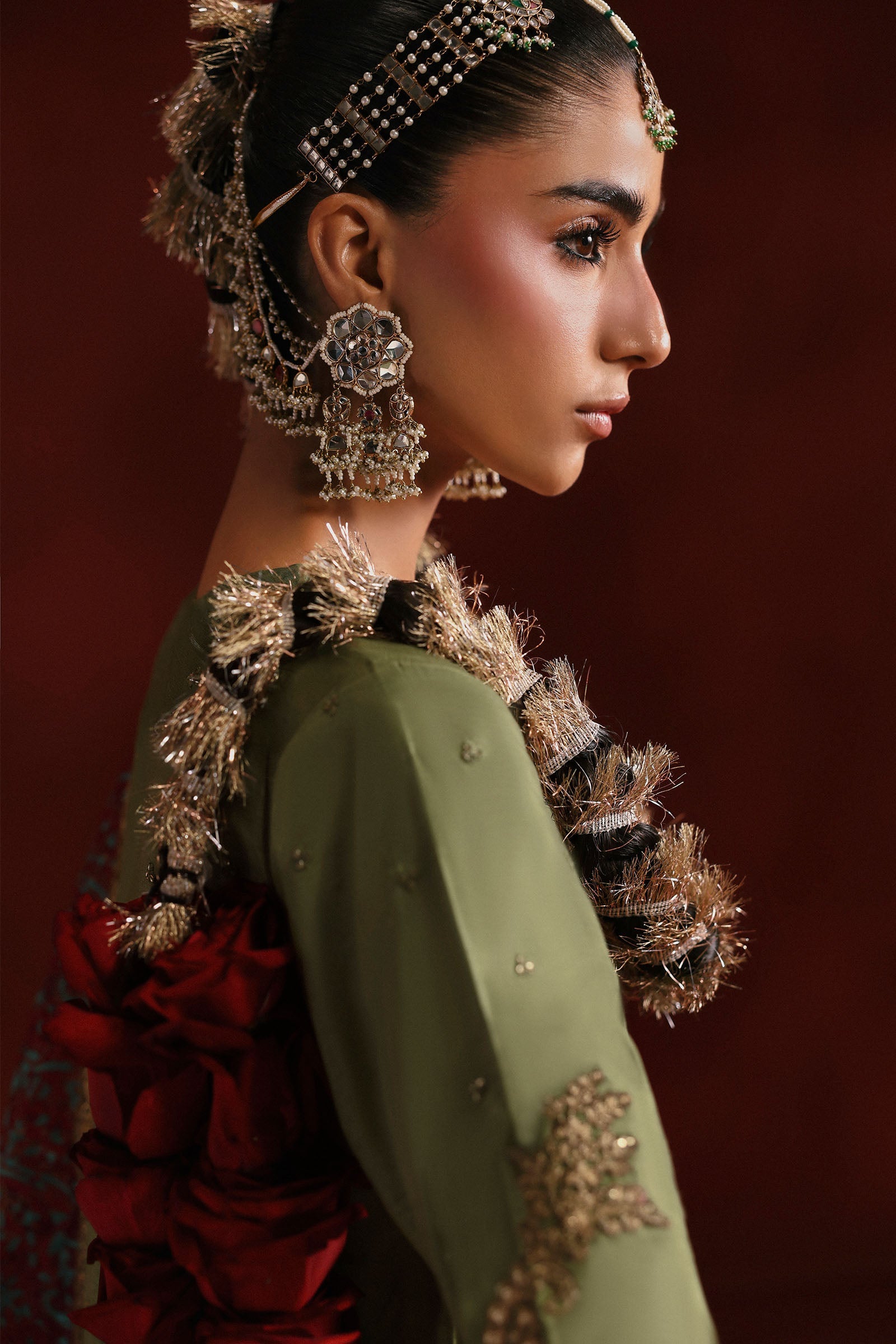 3 Piece Embroidered Raw Silk Suit