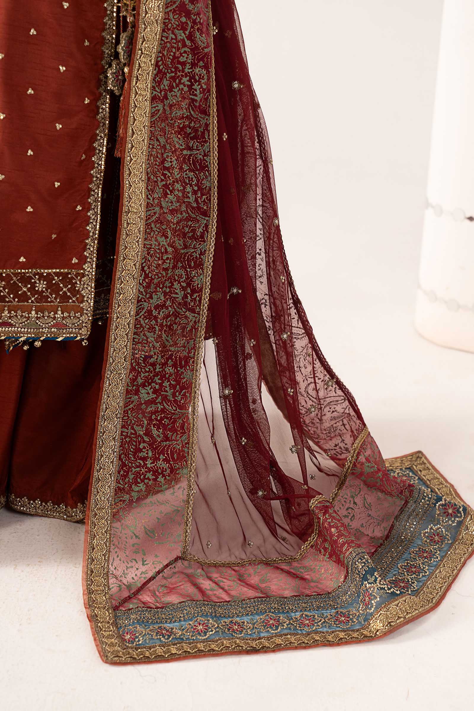 3 Piece Embroidered Raw Silk Suit