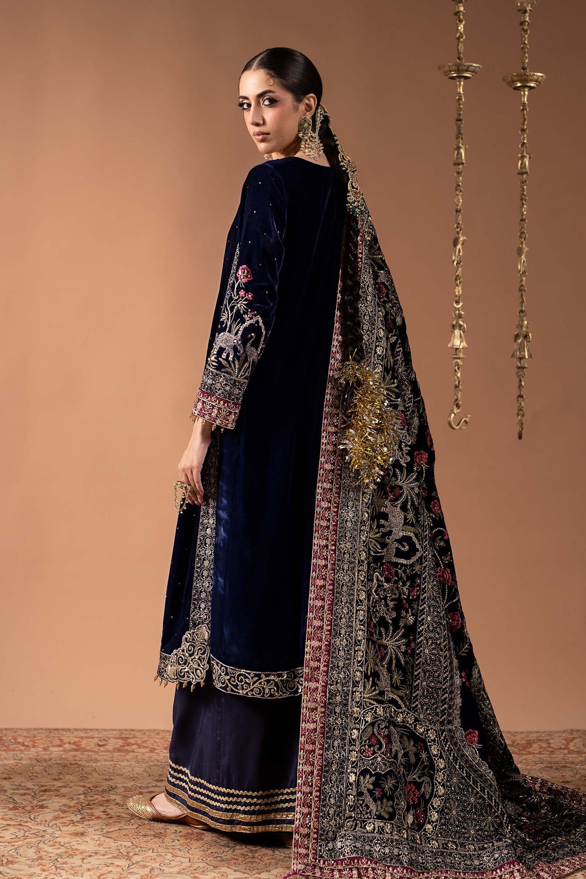 3 Piece Embroidered Velvet Suit