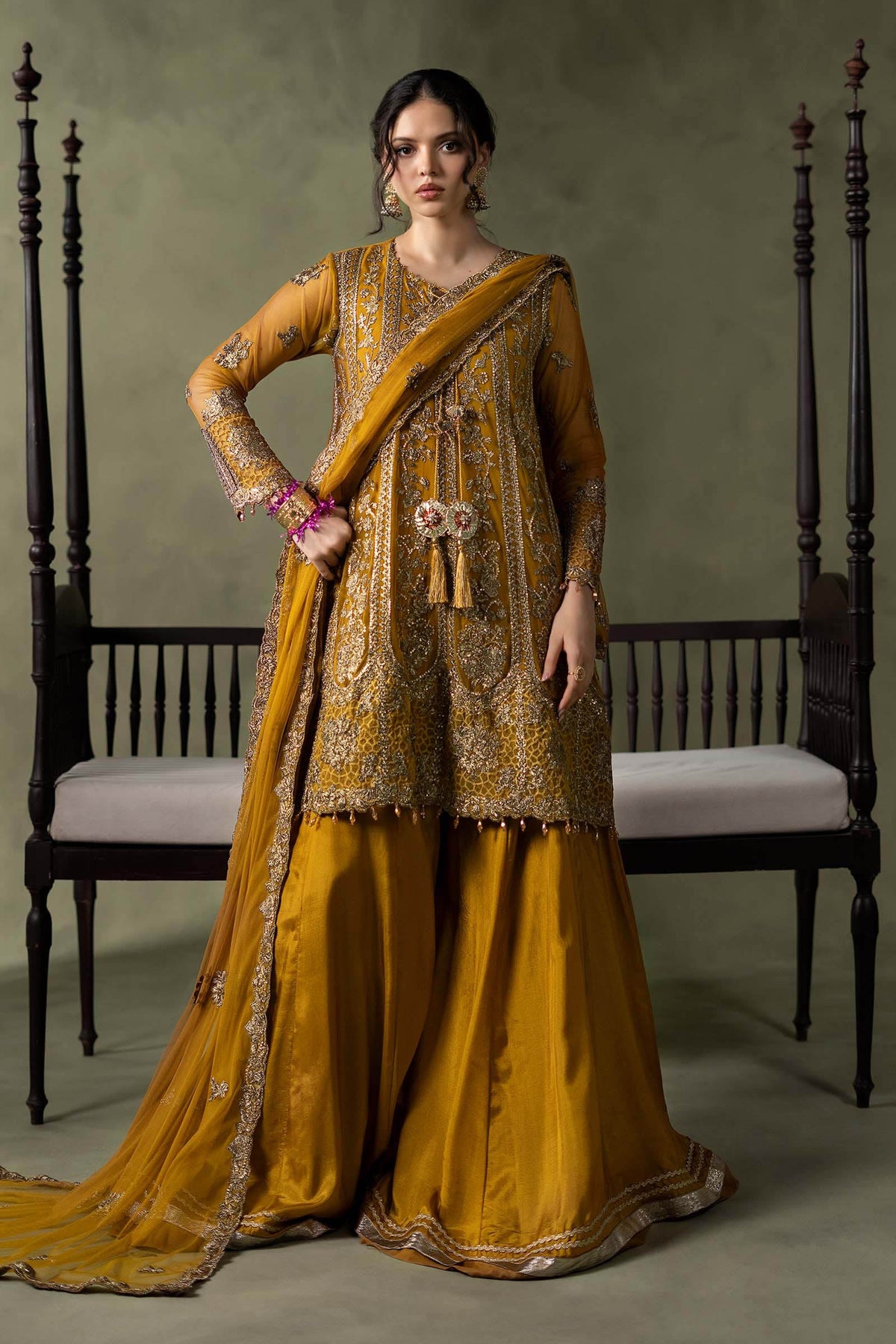 3 Piece Embroidered Net Suit - SW26111-ESM-MTD