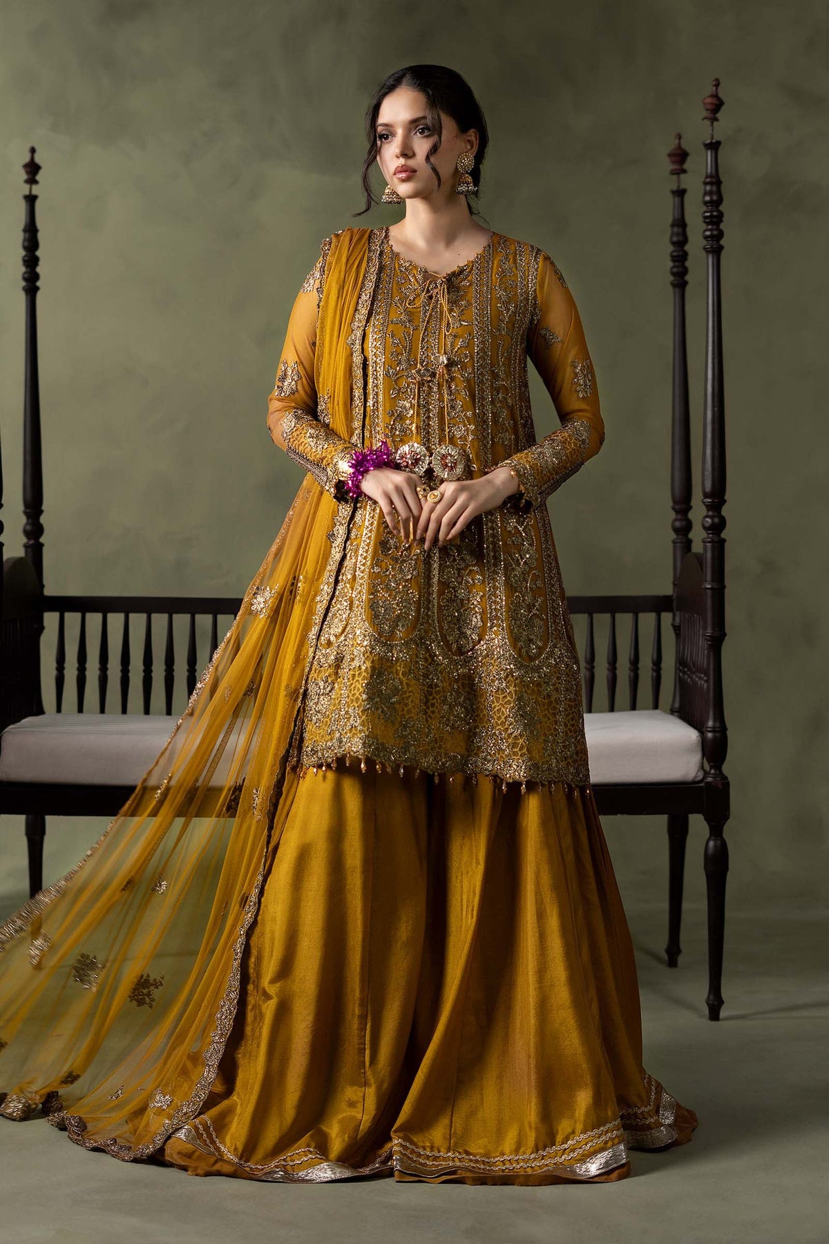3 Piece Embroidered Net Suit - SW26111-ESM-MTD