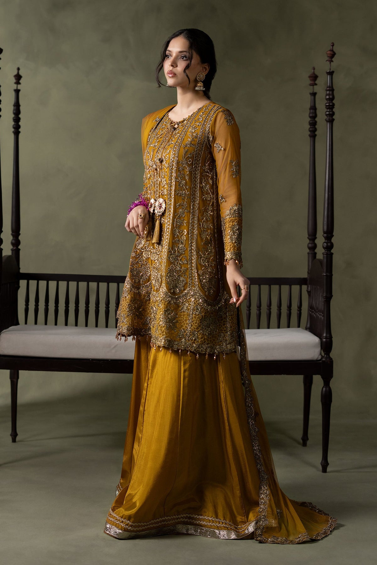 3 Piece Embroidered Net Suit - SW26111-ESM-MTD
