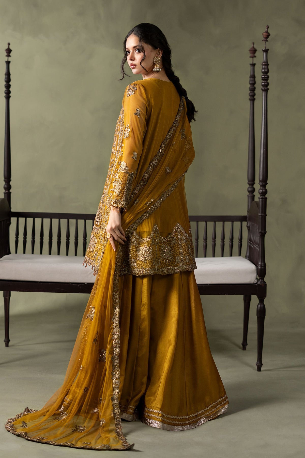 3 Piece Embroidered Net Suit - SW26111-ESM-MTD