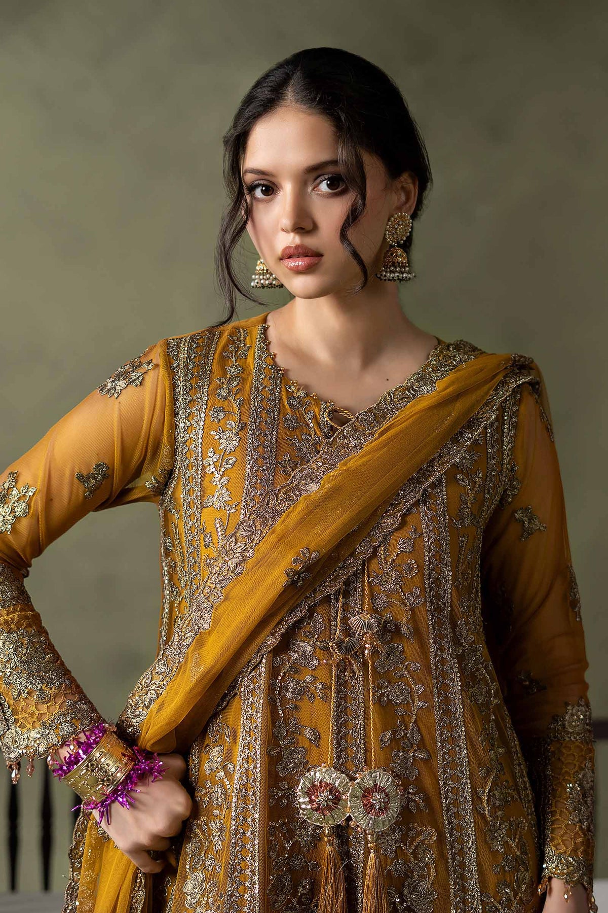 3 Piece Embroidered Net Suit - SW26111-ESM-MTD