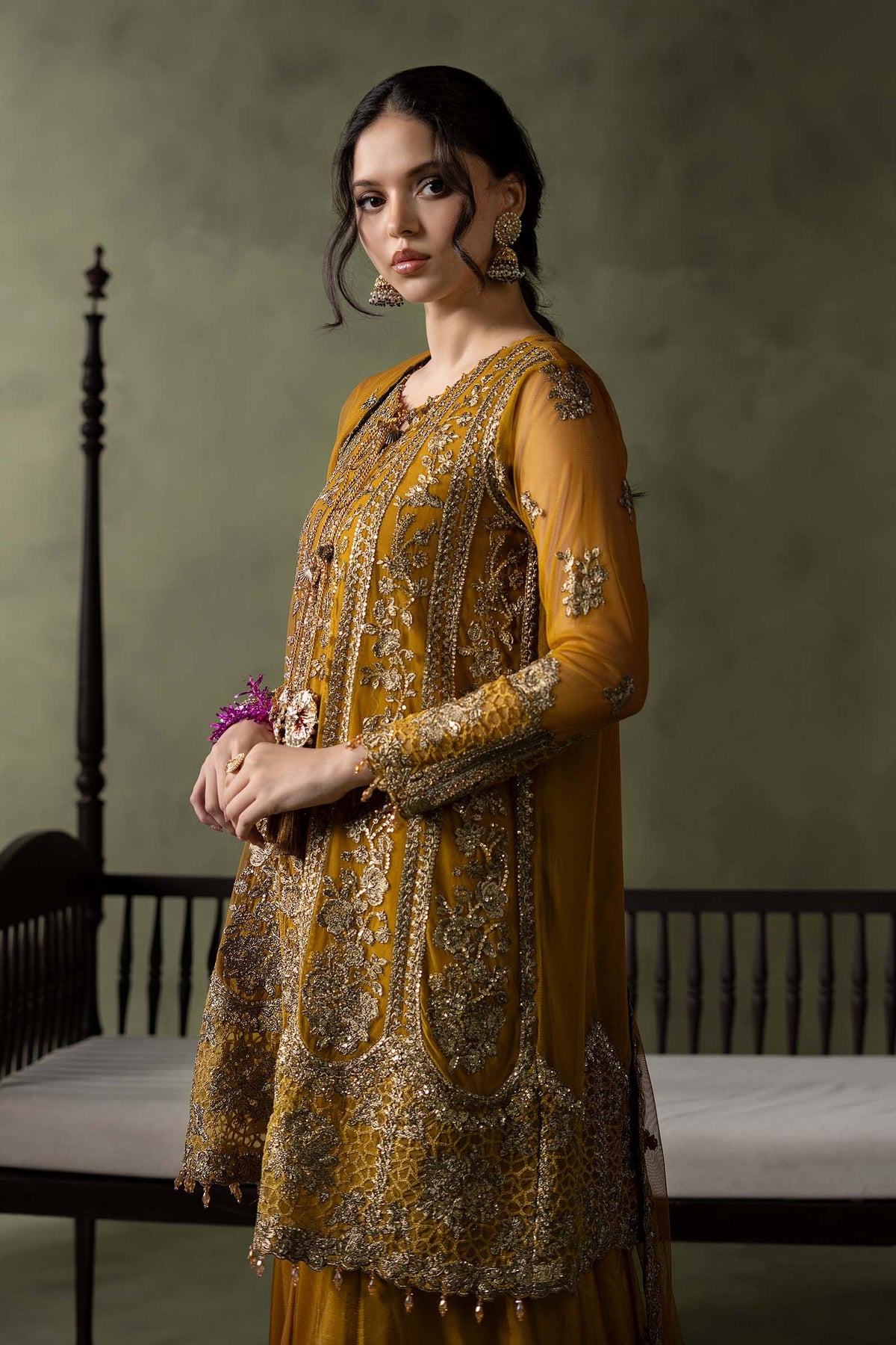 3 Piece Embroidered Net Suit - SW26111-ESM-MTD