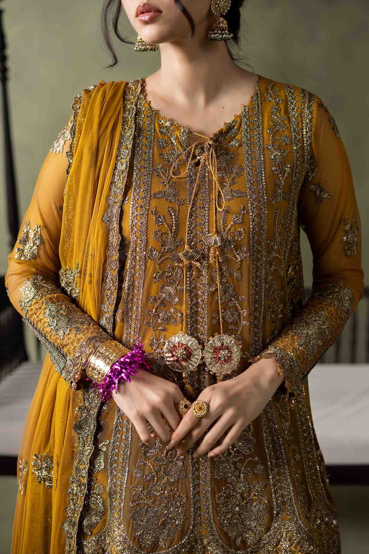 3 Piece Embroidered Net Suit - SW26111-ESM-MTD