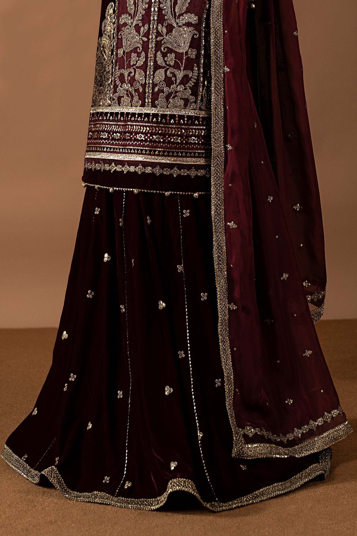 3 Piece Embroidered Velvet Suit