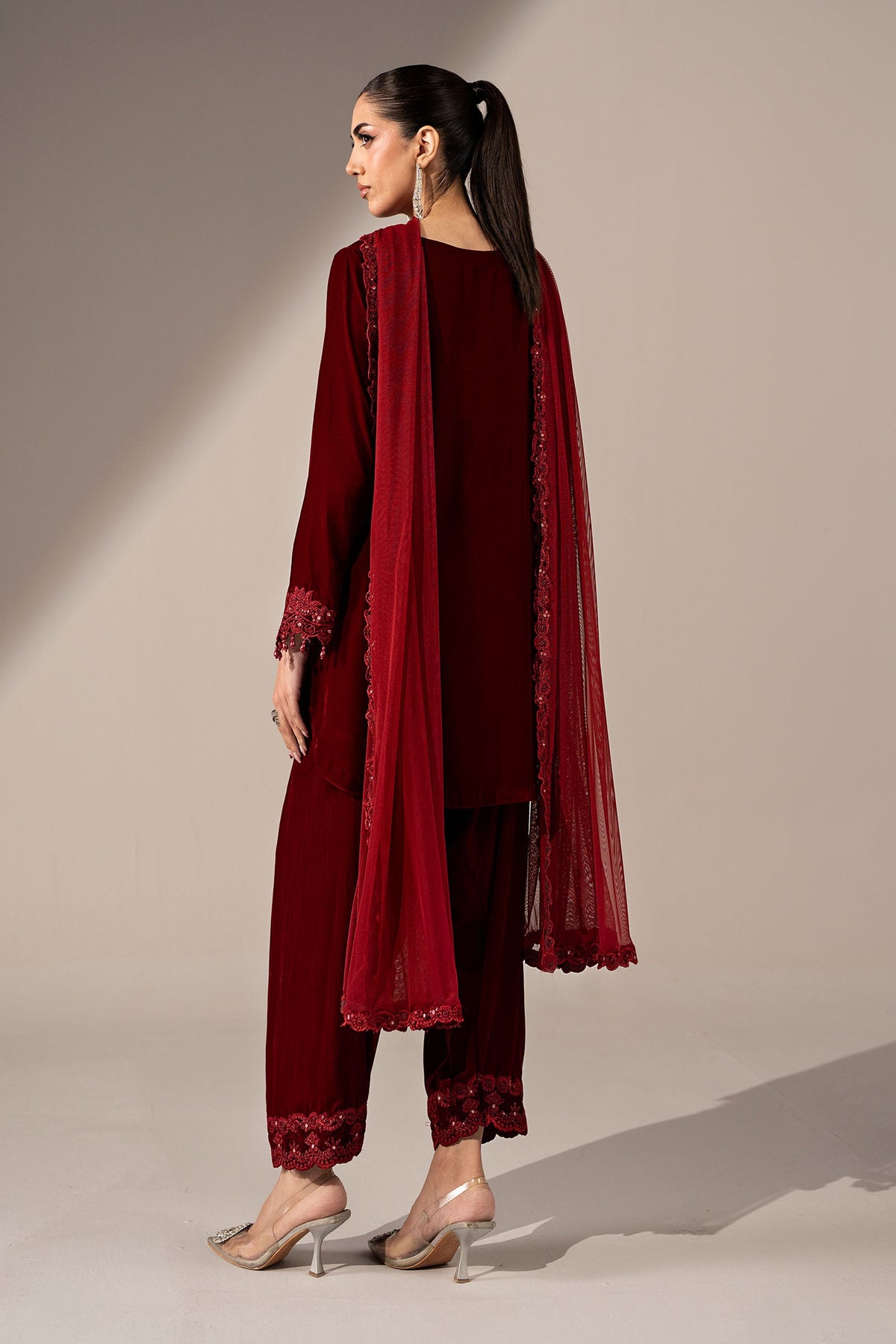 3 Piece Embroidered Velvet Suit