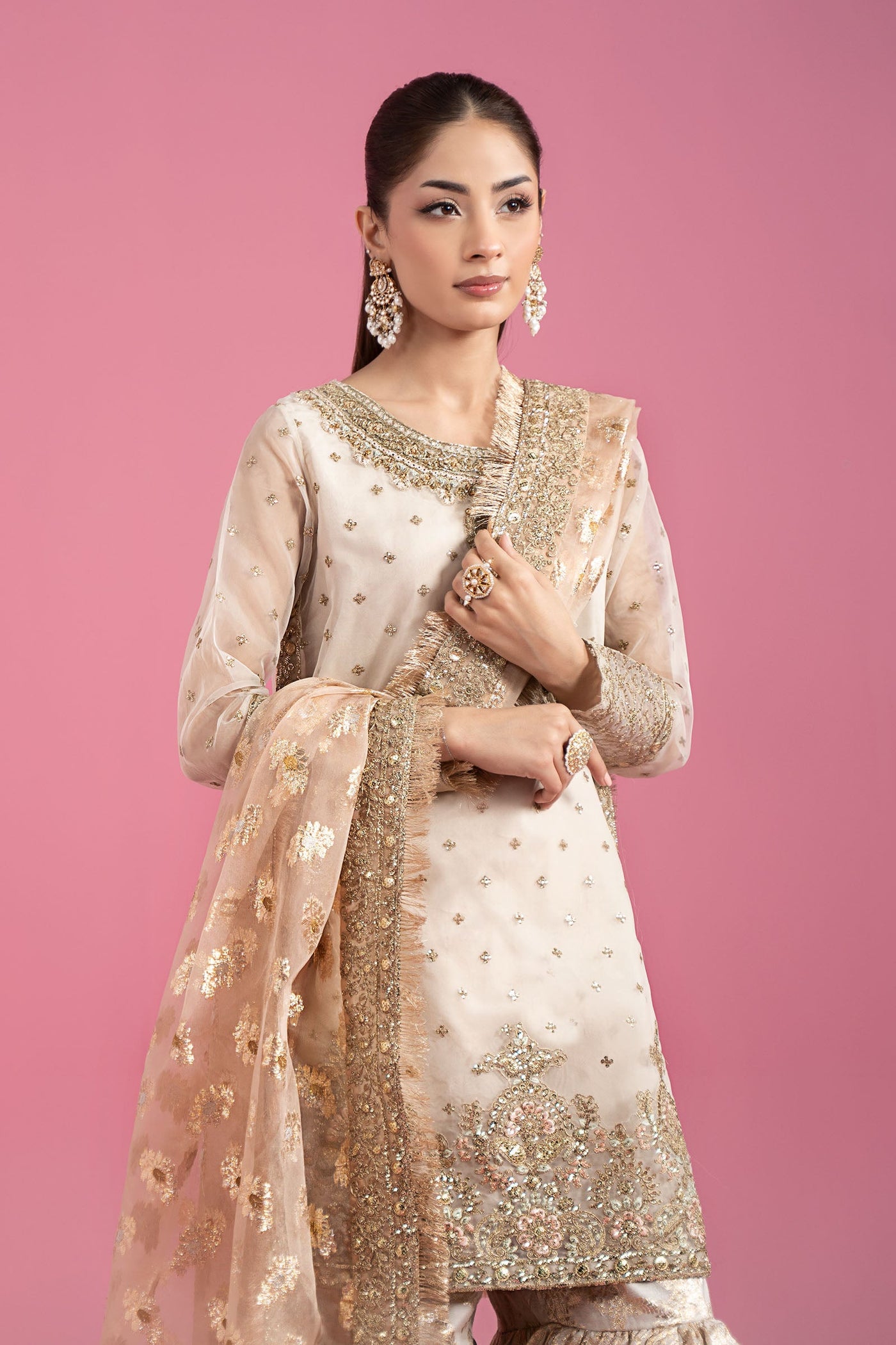 3 Piece Embroidered Organza Suit
