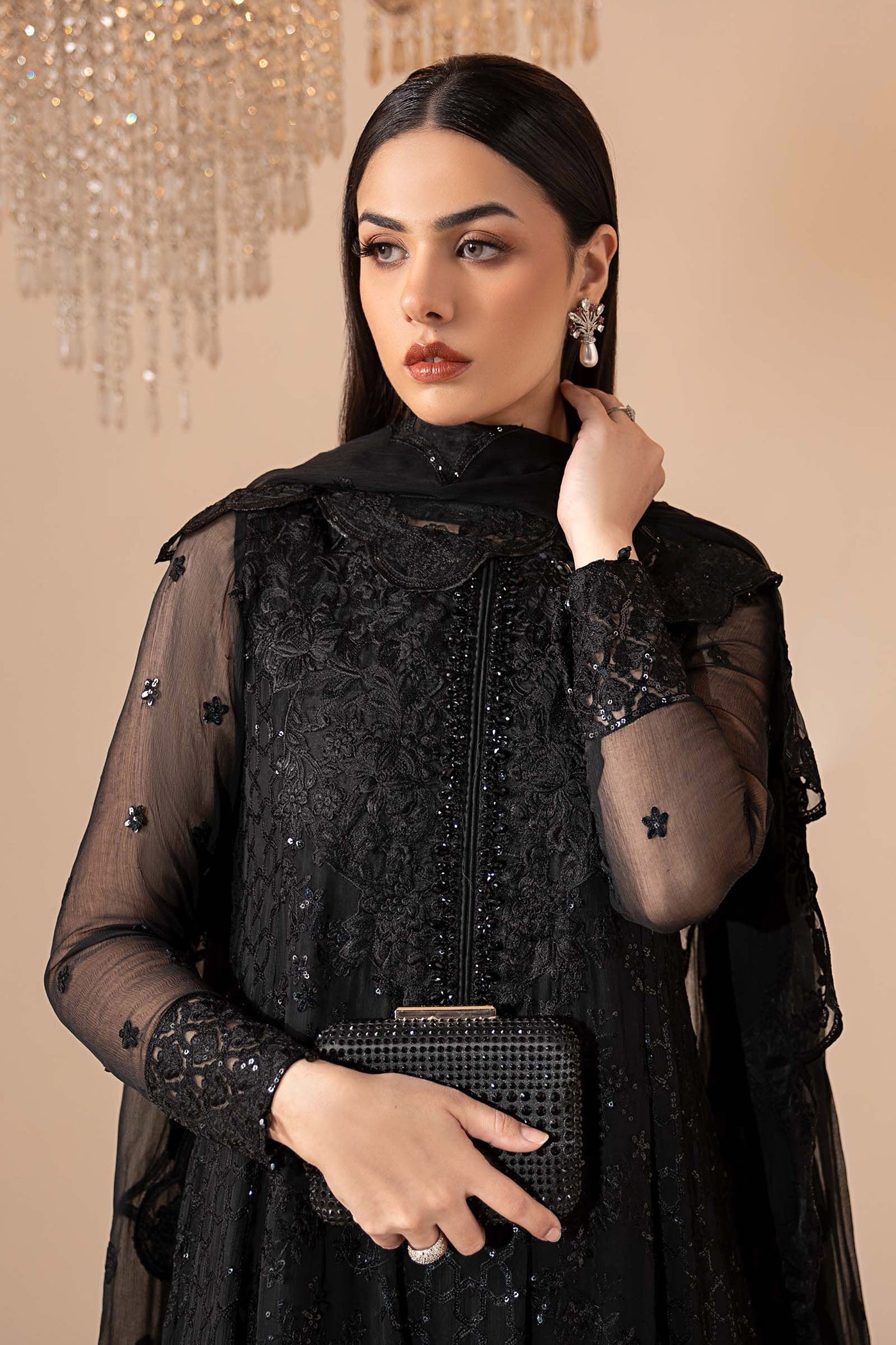 3 Piece Embroidered Chiffon Suit
