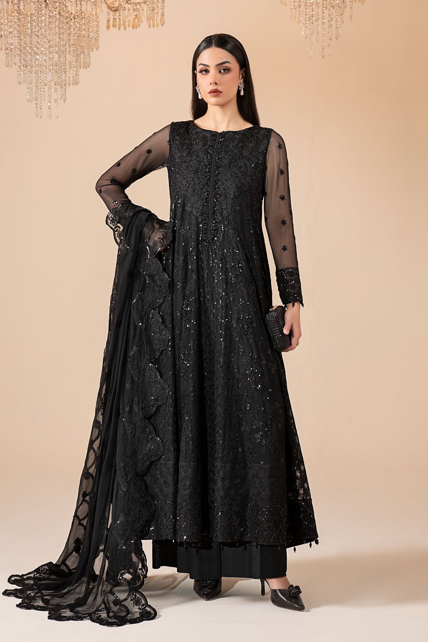 3 Piece Embroidered Chiffon Suit