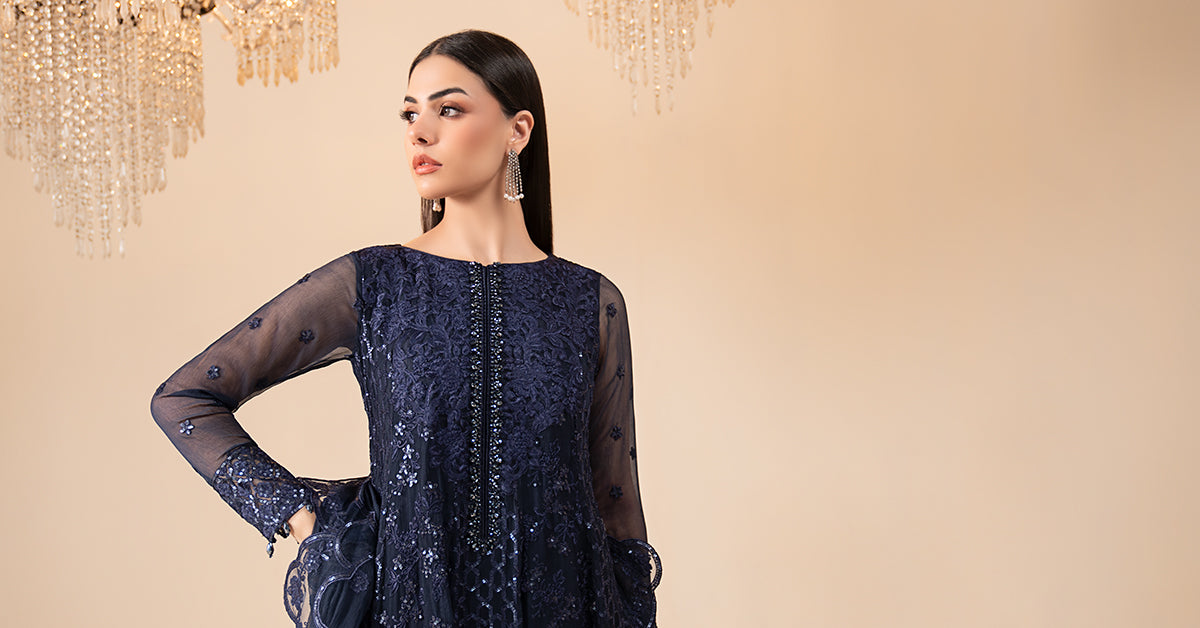 3 Piece Embroidered Chiffon Suit