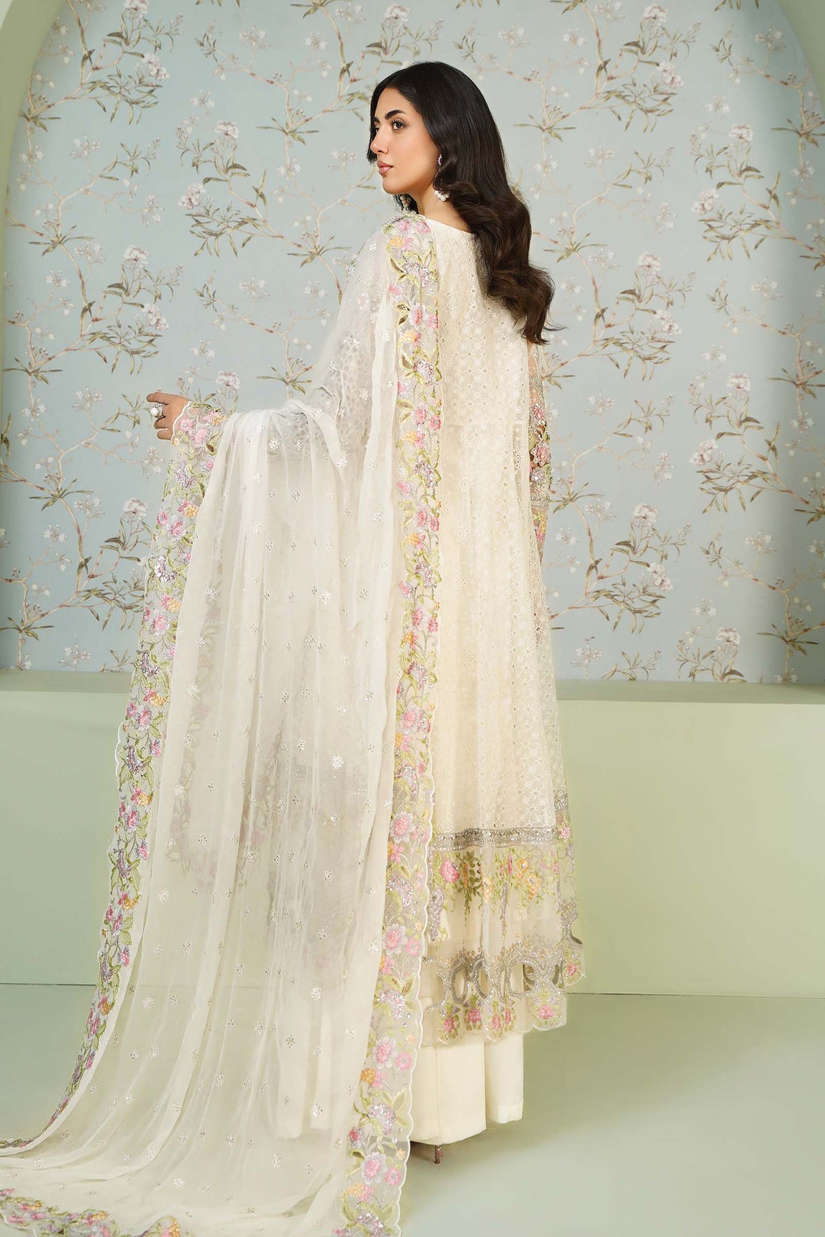 3 Piece Embroidered Organza Suit