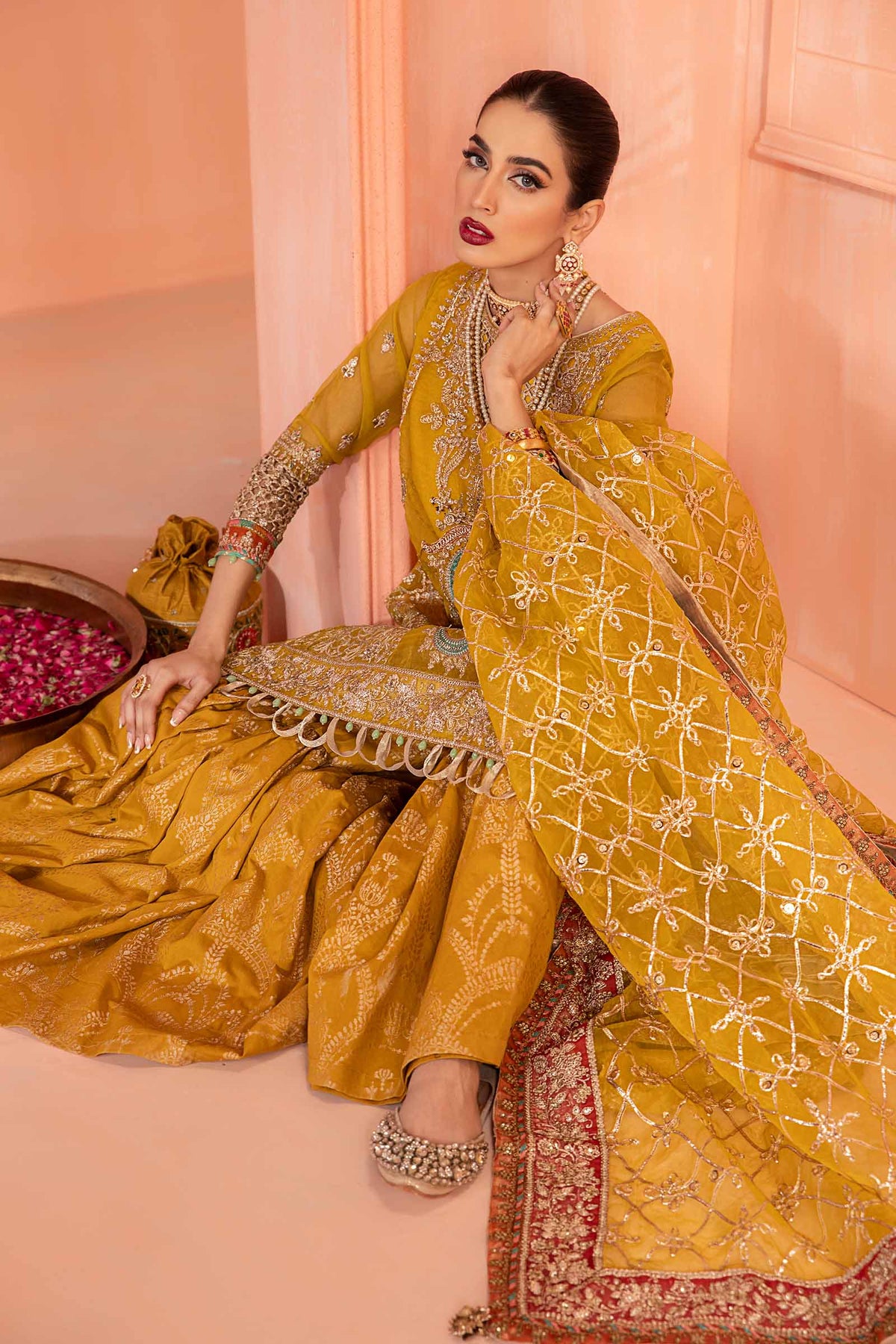 3 Piece Embroidered Organza Suit
