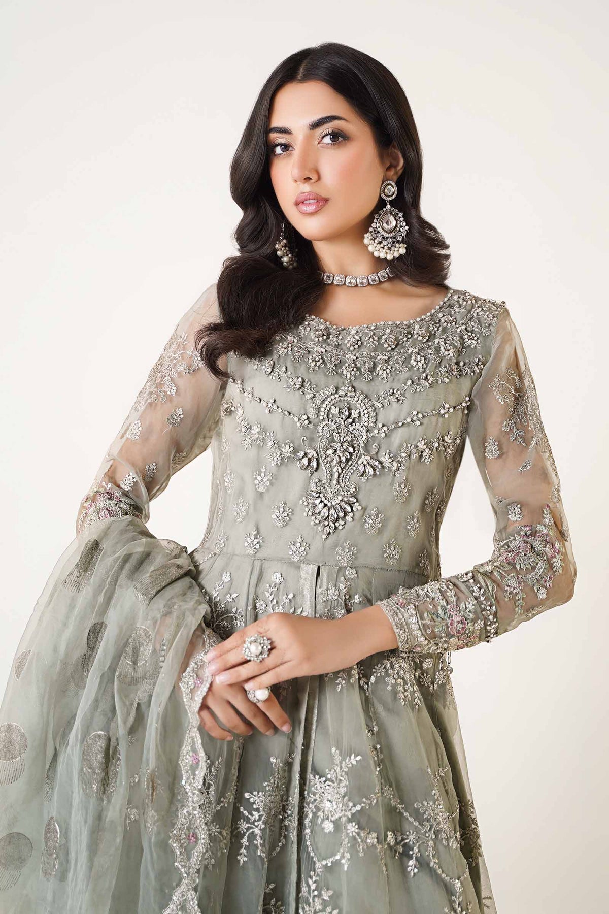 3 Piece Embroidered Organza Suit