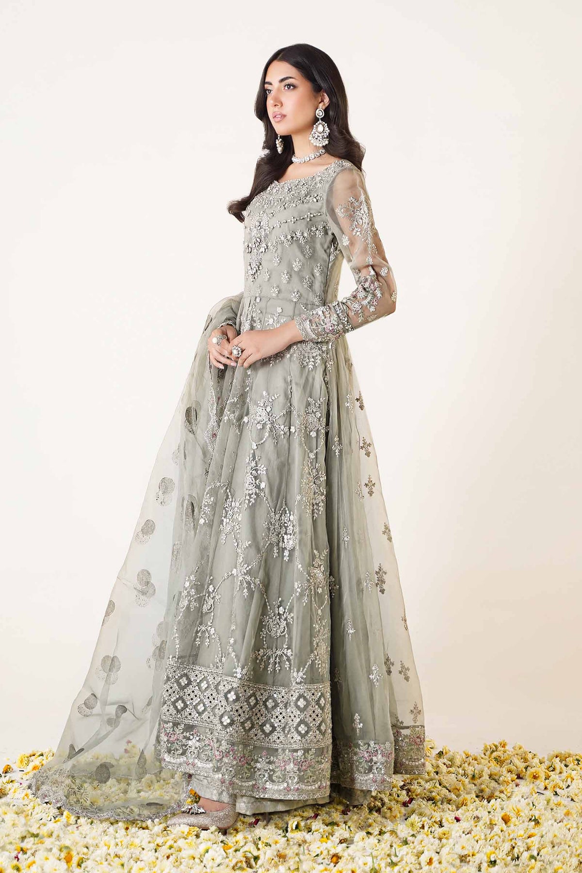3 Piece Embroidered Organza Suit