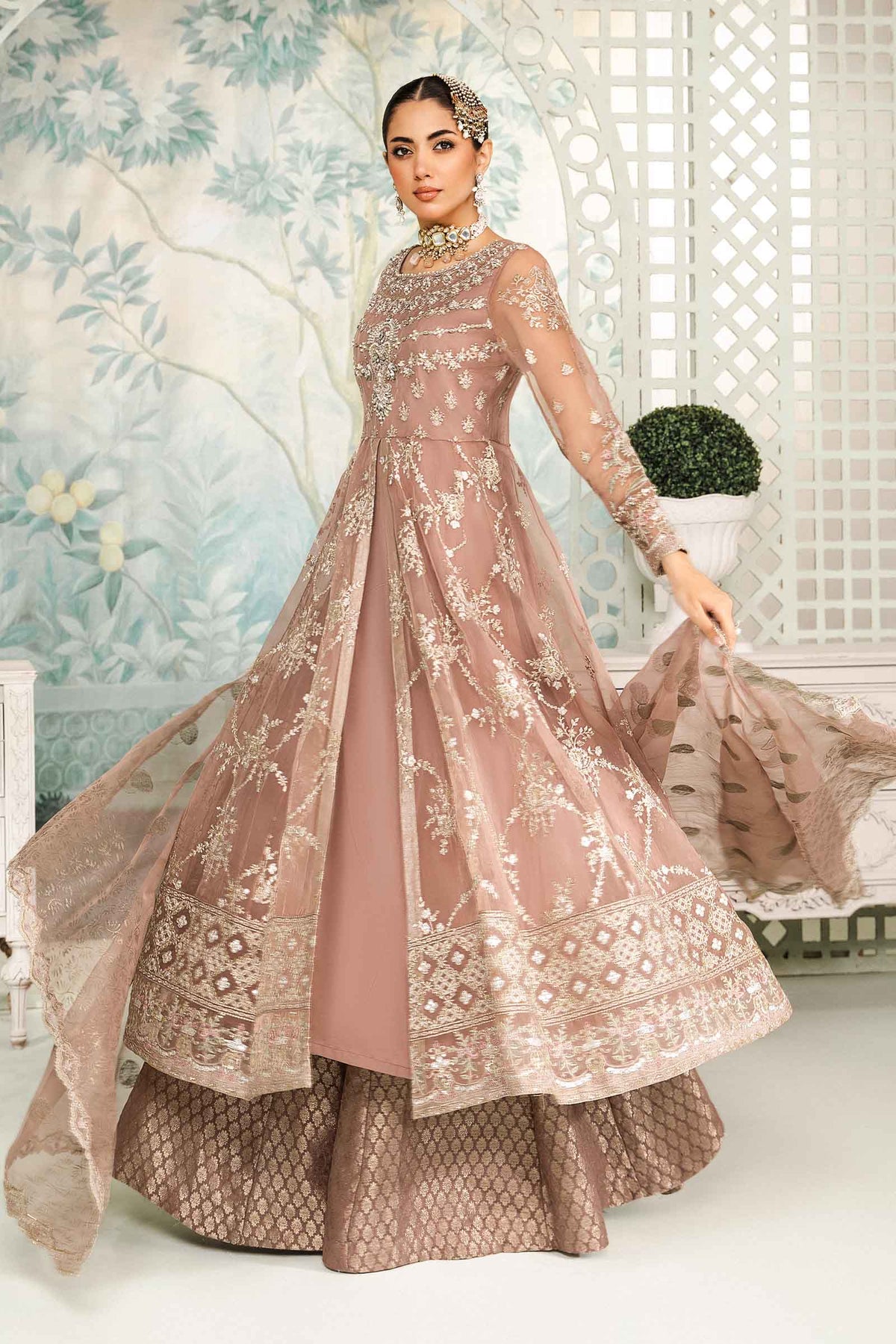 3 Piece Embroidered Organza Suit