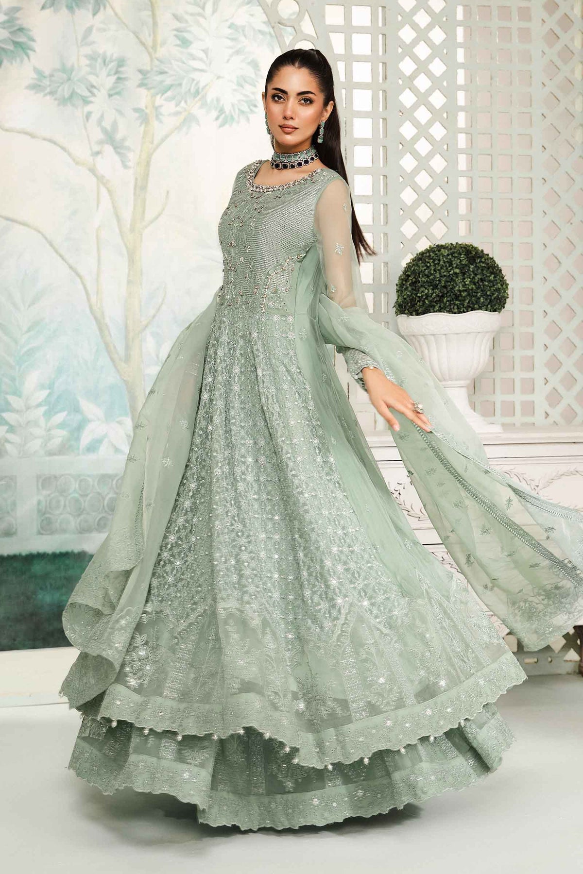 3 Piece Embroidered Bamber Chiffon Suit