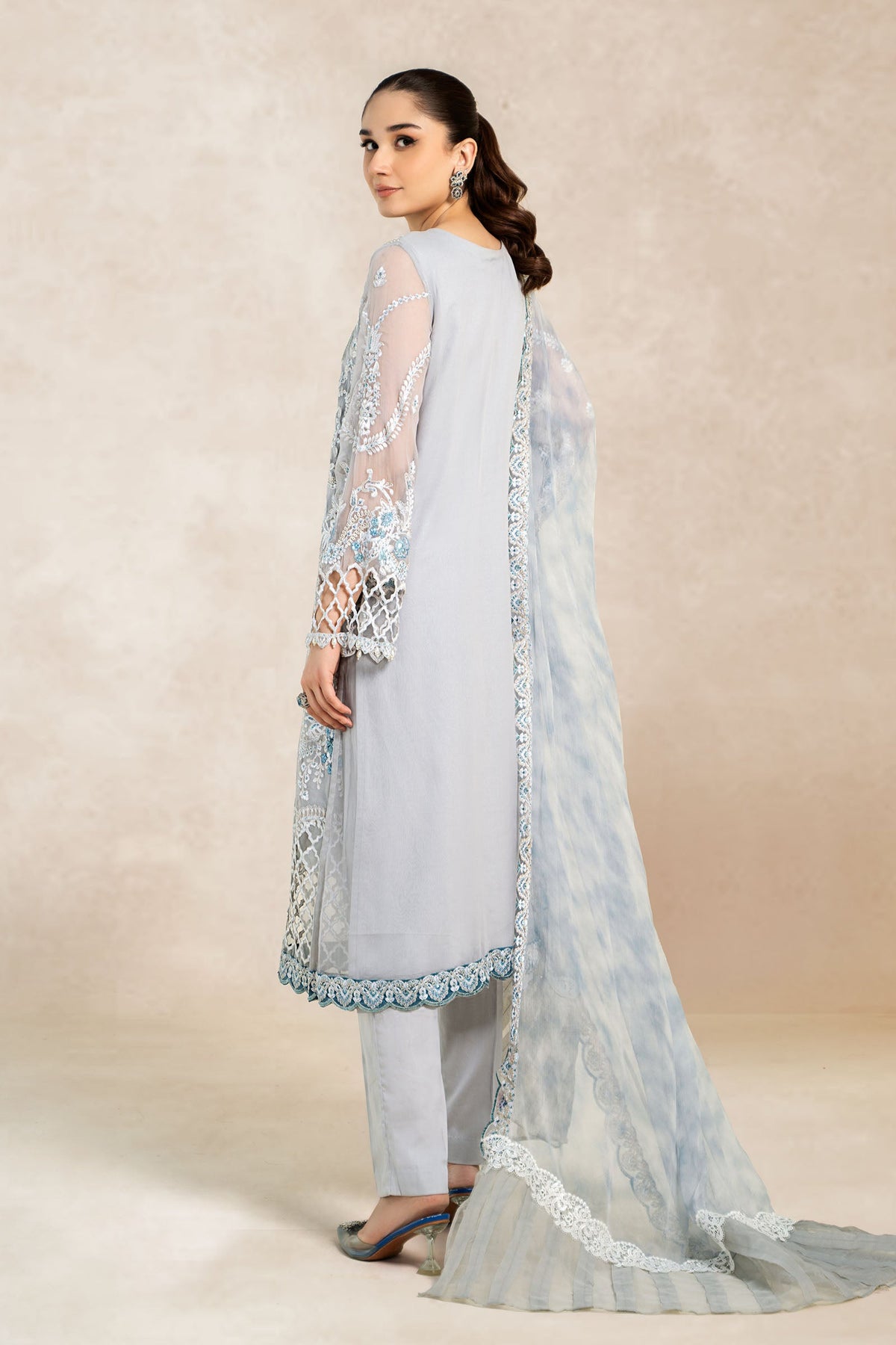 3 Piece Embroidered Bamber Chiffon Suit