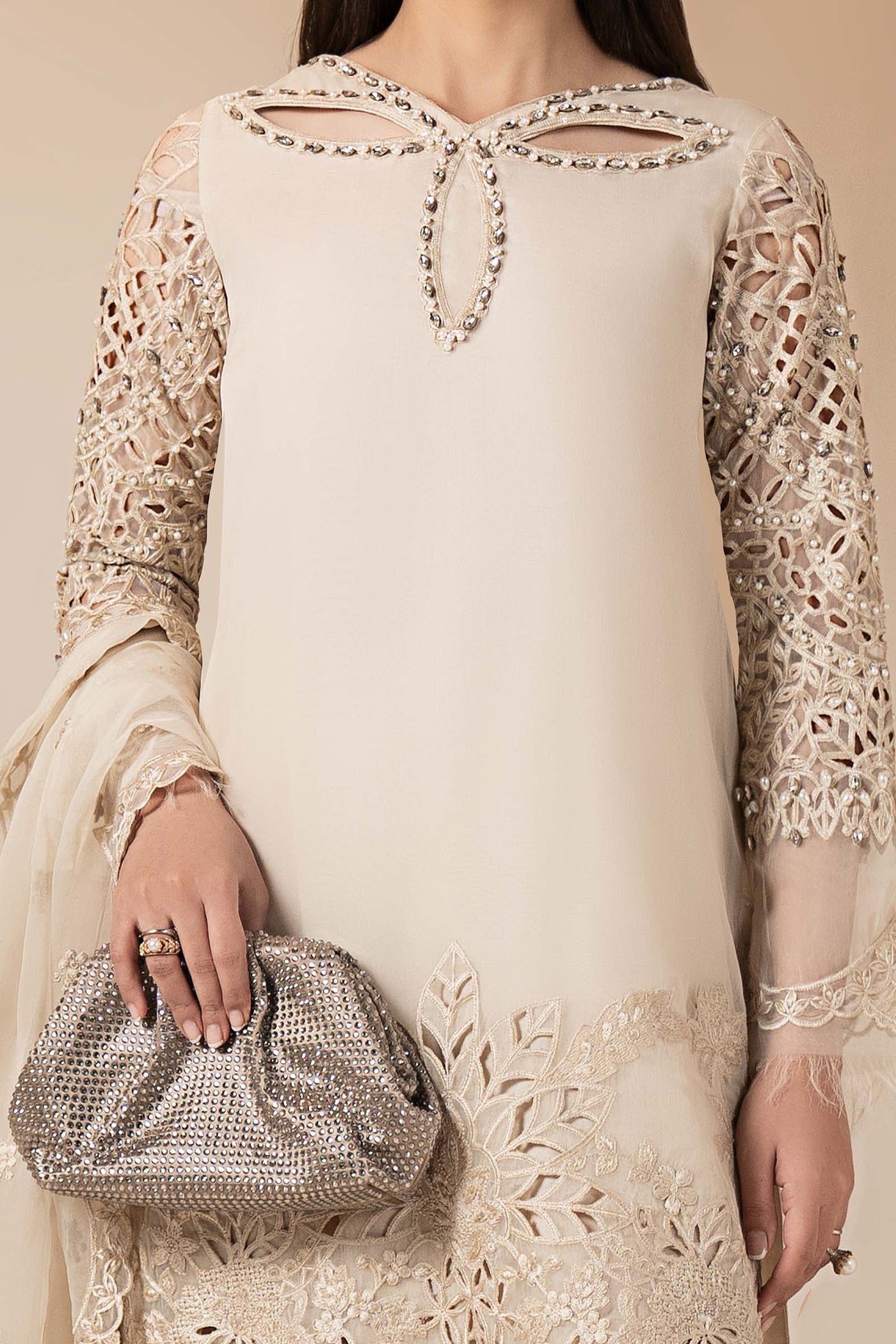 3 Piece Embroidered Organza Suit