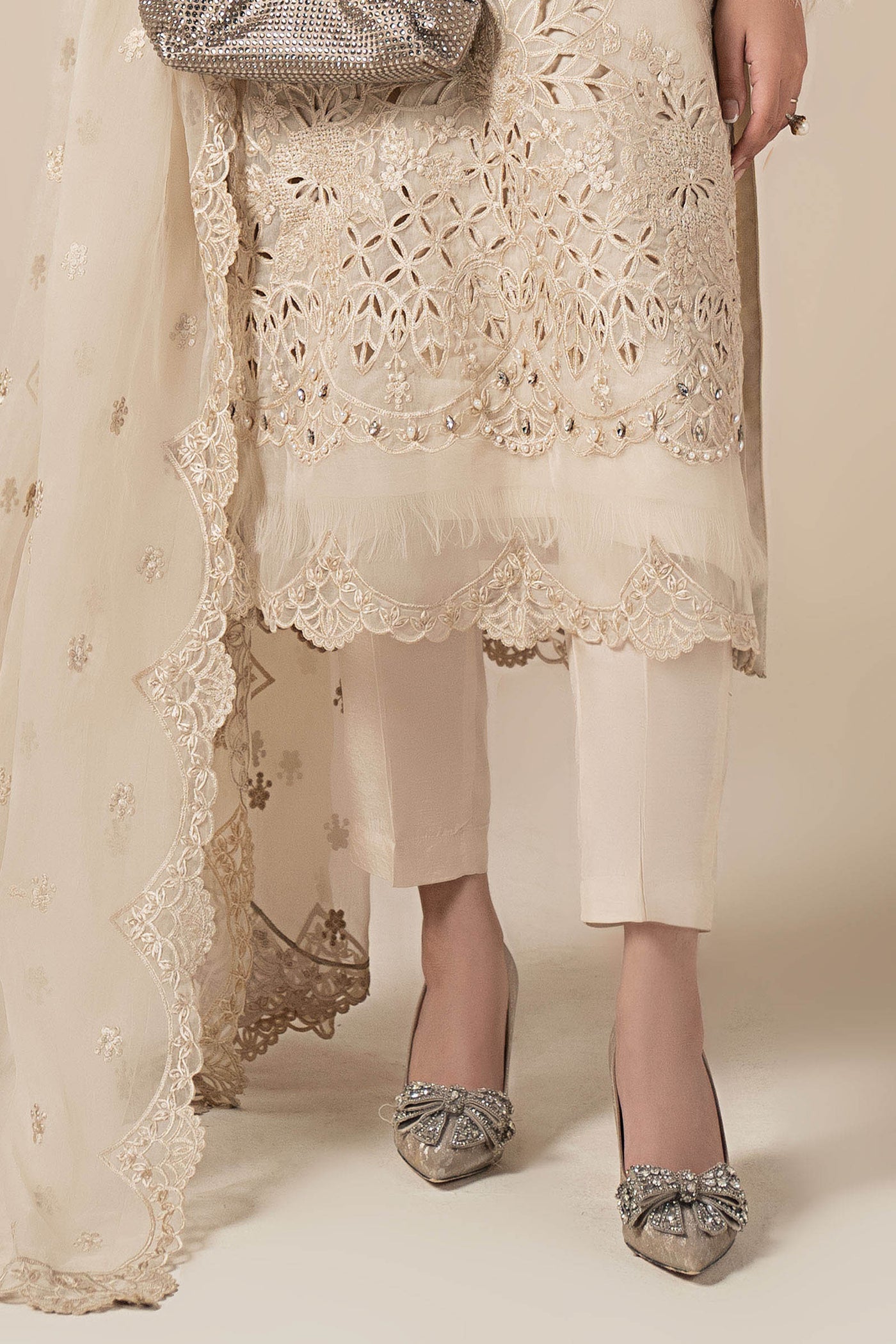 3 Piece Embroidered Organza Suit
