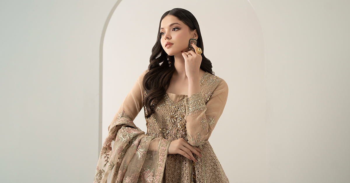 3 Piece Embroidered Organza Suit