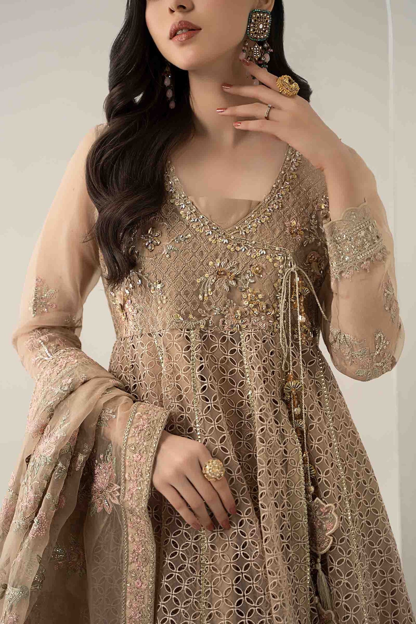 3 Piece Embroidered Organza Suit