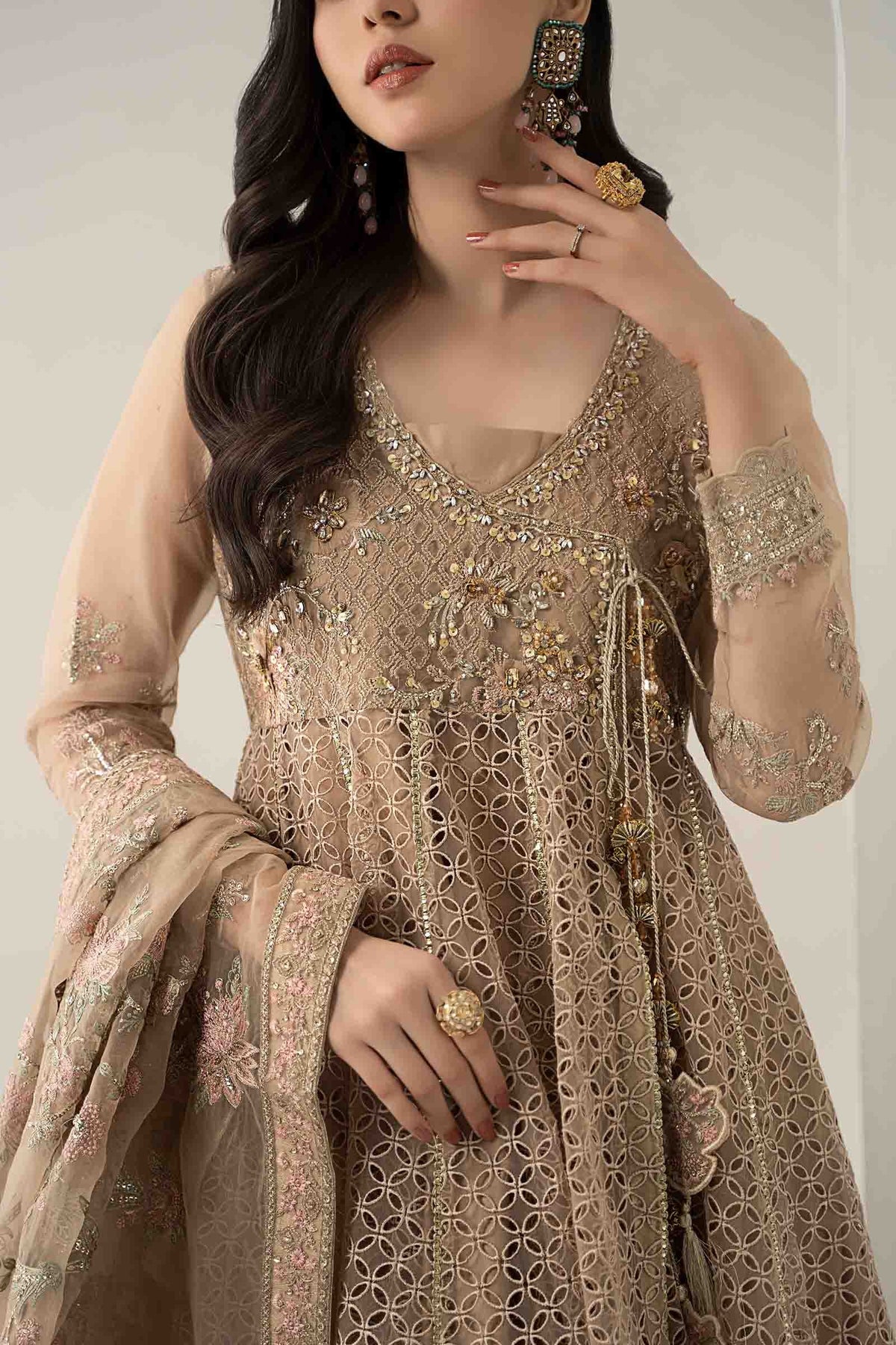 3 Piece Embroidered Organza Suit