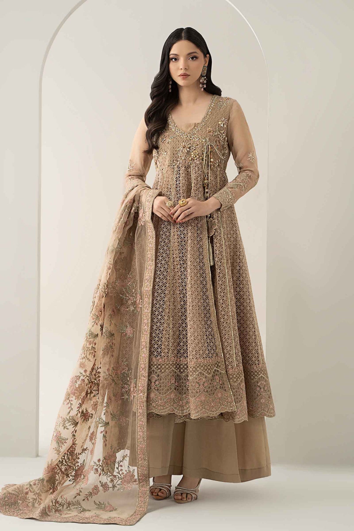 3 Piece Embroidered Organza Suit