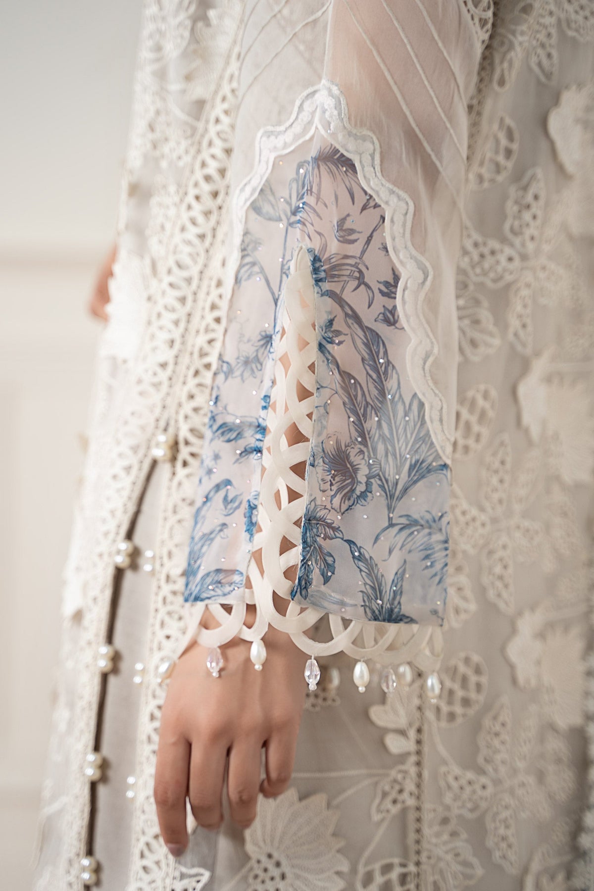 3 Piece Embroidered Organza Suit