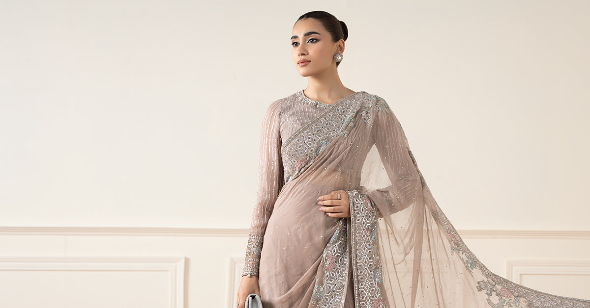 Embroidered Chiffon Saree