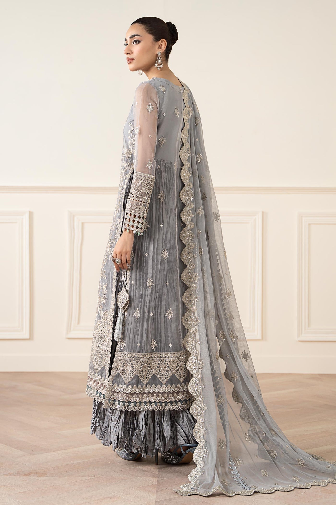 3 Piece Embroidered Organza Suit