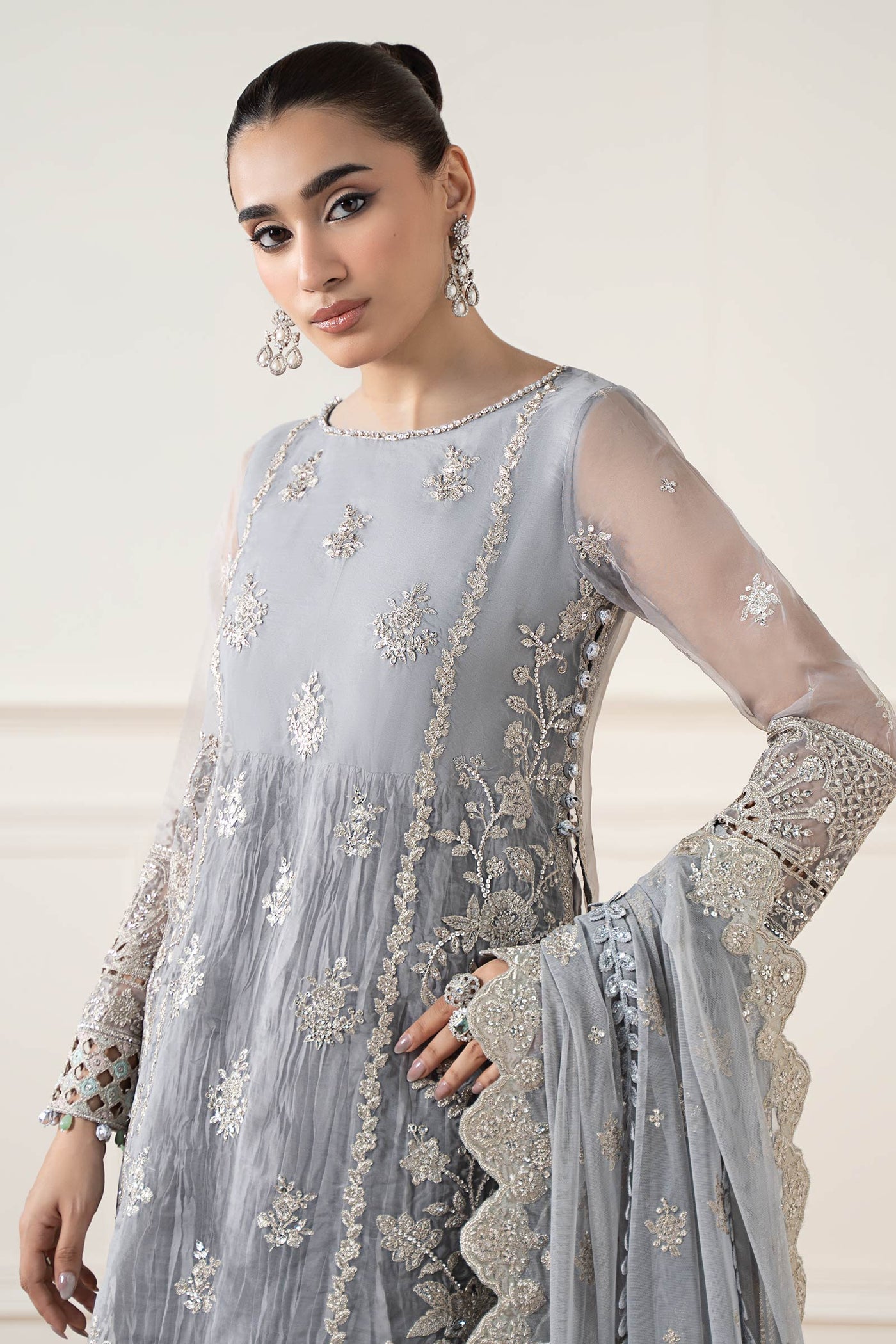 3 Piece Embroidered Organza Suit