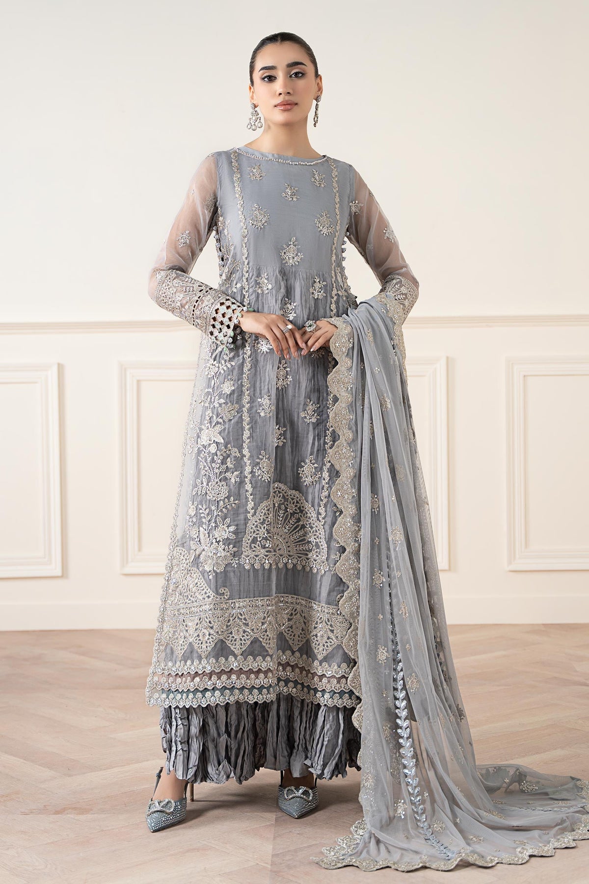 3 Piece Embroidered Organza Suit